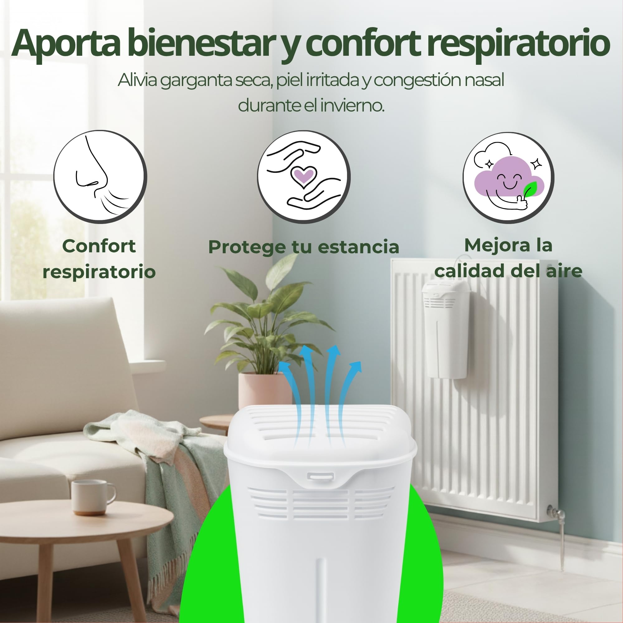 TECHZOCO Humidificador Para Radiador, universal con gancho para colgar flexible, Plástico, Blanco, 3 Unidades