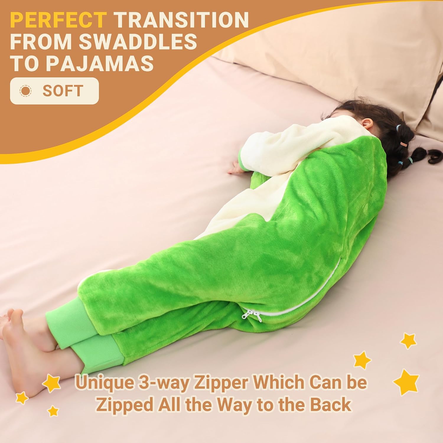 Unisex Baby Sleeping Bag Soft Long Sleeve Sleeping Sack with Feet Warm Wearable Blanket 9 Months-6 Years