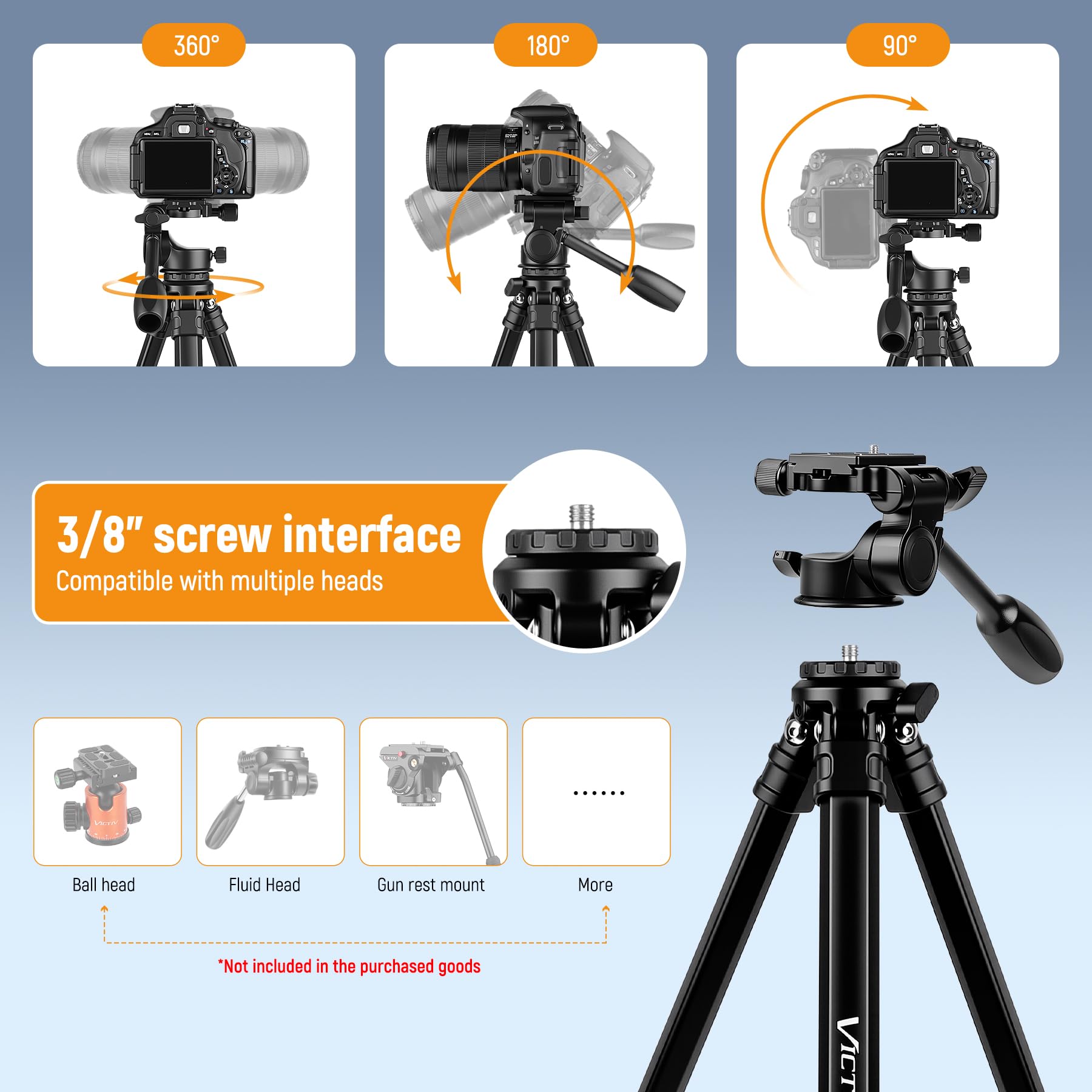 Victiv Trépied Appareil Photo Professionnel, 170cm Trépied Caméra Aluminium