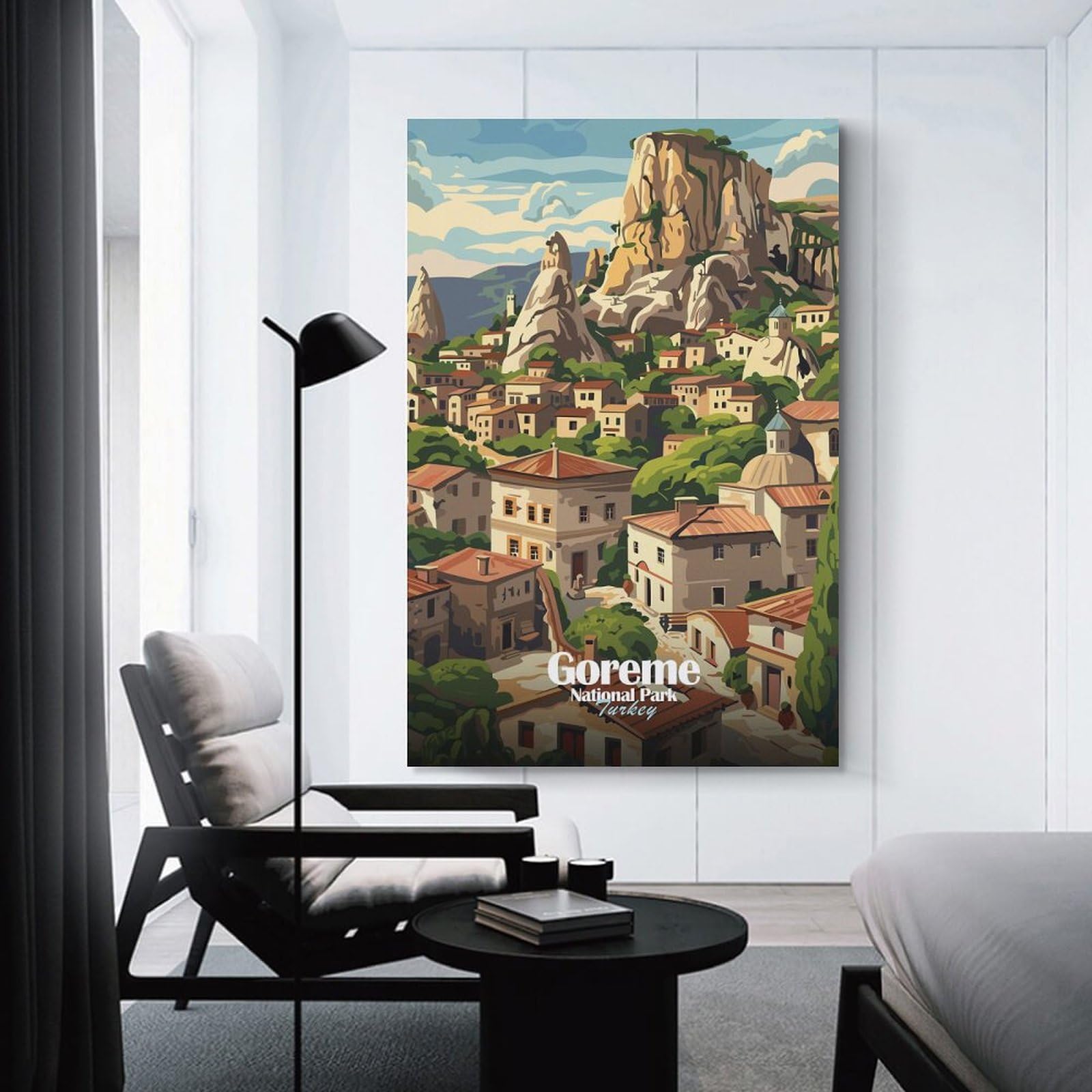 Junmoney Goreme National Park, Turkey Illustration Canvas Wall Picture 20x30inch(50x75cm), for Contemporary Homes, Apartments Or Offices, Wall Decor with Flexible Room Appeal