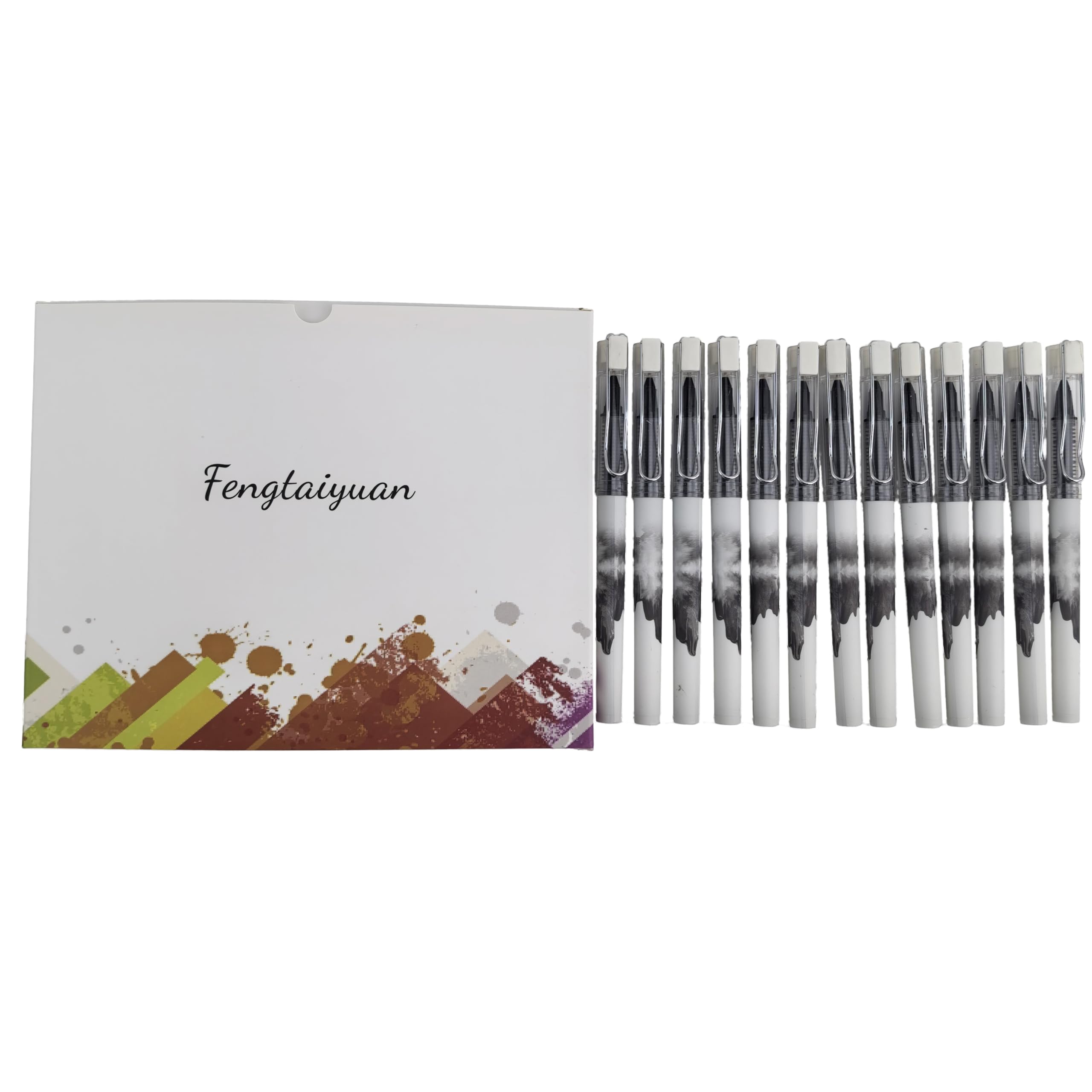 Fengtaiyuan Gel Ink Rollerball Pens 0.5mm Fine Point, 12 Pack Black Smooth Writing Pens, Fast-Drying Ink, 1000m Large Capacity for School Office