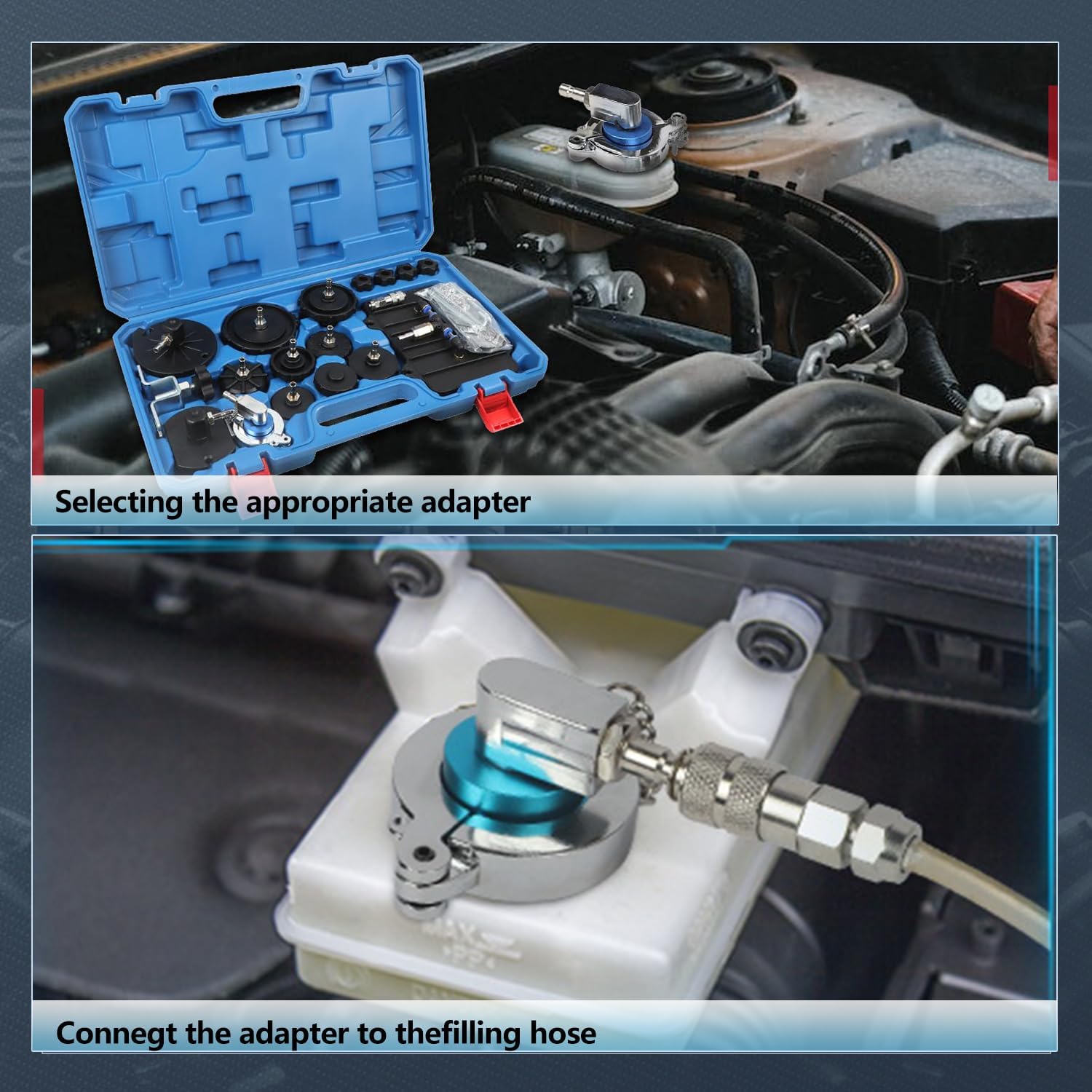 12 PCS Brake Master Cylinder Bleeder Kit Brake Master Cylinder Adapter Kit Brake Bleeder Kit 12PCS Brake Bleeder Adapter Set with 1 Japanese Quick Connector