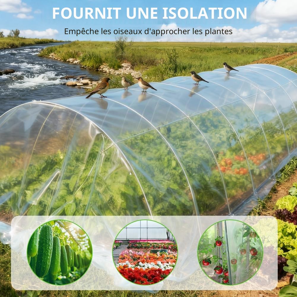 Bâche Transparente, 2*10 M Clair Jardin Grandir Couverture, Bache pour Serre, Film Polyéthylène pour Couvrir Les Jardin, Légumes und Tomate