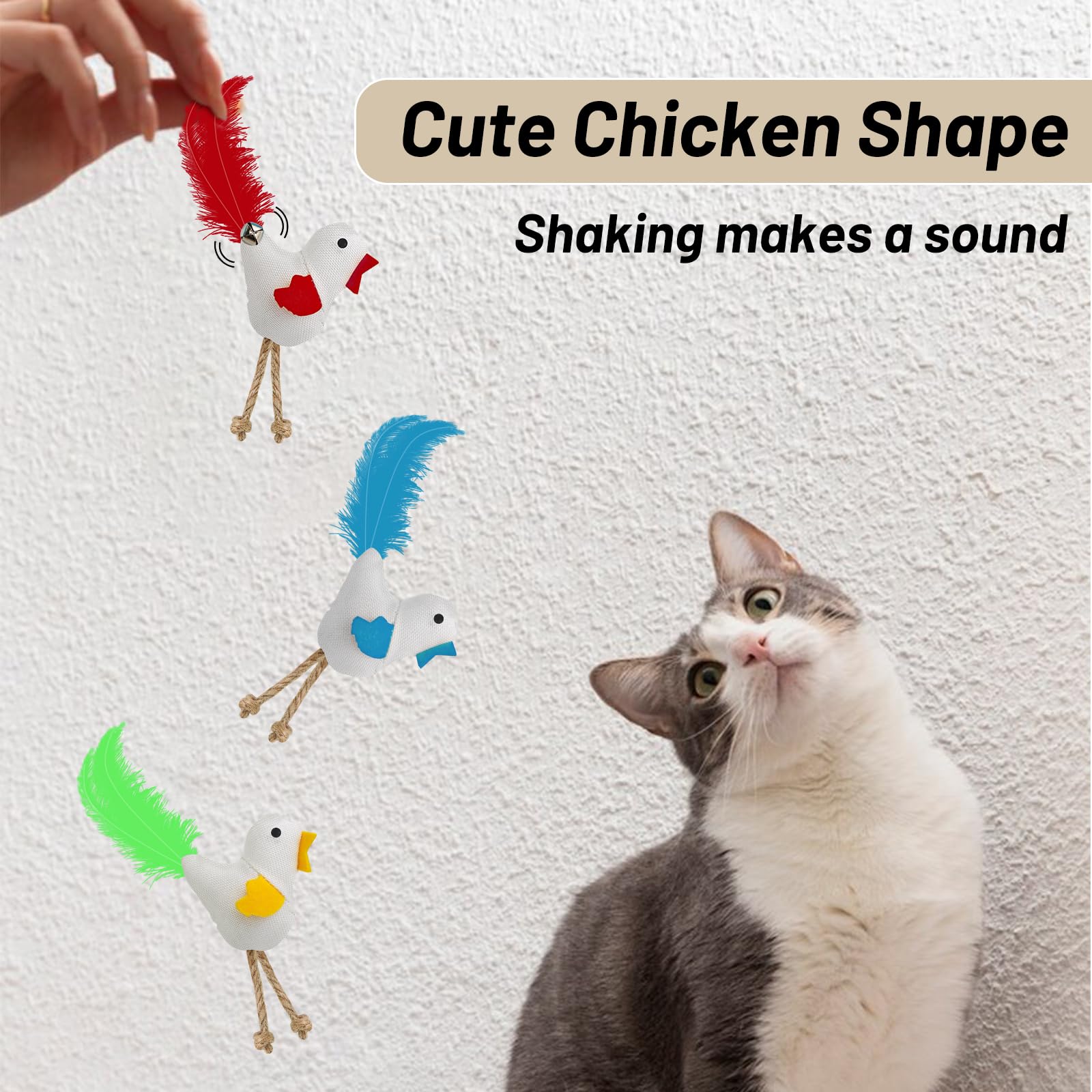 Andiker 3 Pcs Catnip Toys with Bell and Feather - Image 4