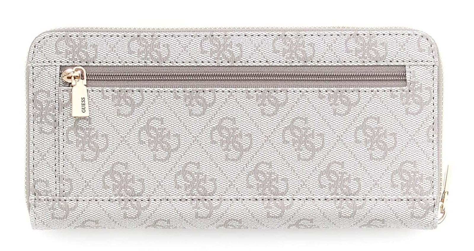 GUESS portafoglio Laurel II SLG Large Zip Around Wallet Dark Taupe Logo grigio talpa