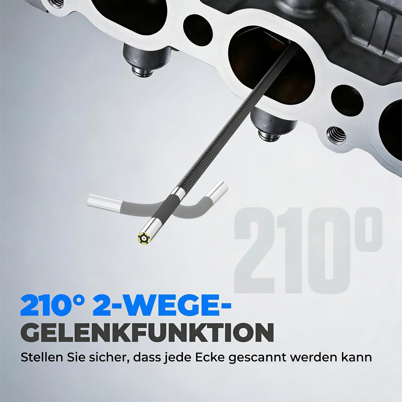 KAISAL 6.25mm Endoskopkamera 210° Beweglicher Kopf Inspektionskamera