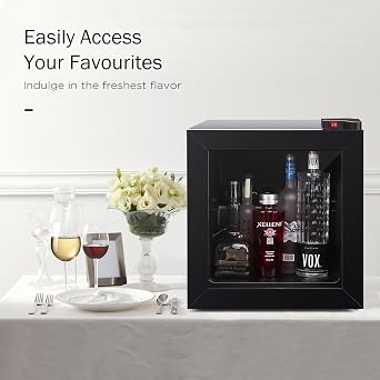 ADT Mini with Display Glass Door 1.1 Cu Ft Small Freezer with 2 Removable Shelves 7 Temperature Settings -8F to 14F Perfect for Liquor and Ice Cream
