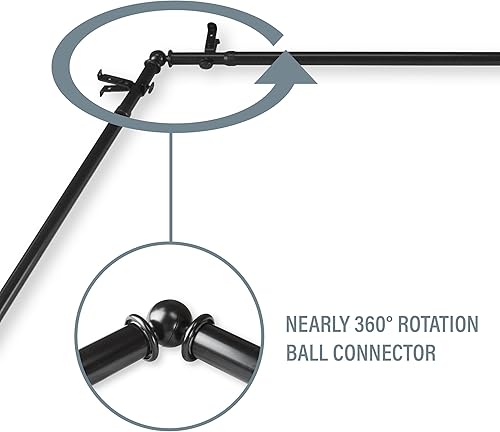 Miniatura 2 de A&F Rod Décor - Medusa - Barra de cortina de ventana de doble esquina 48-84 pulgadas (cada lado) - Negro