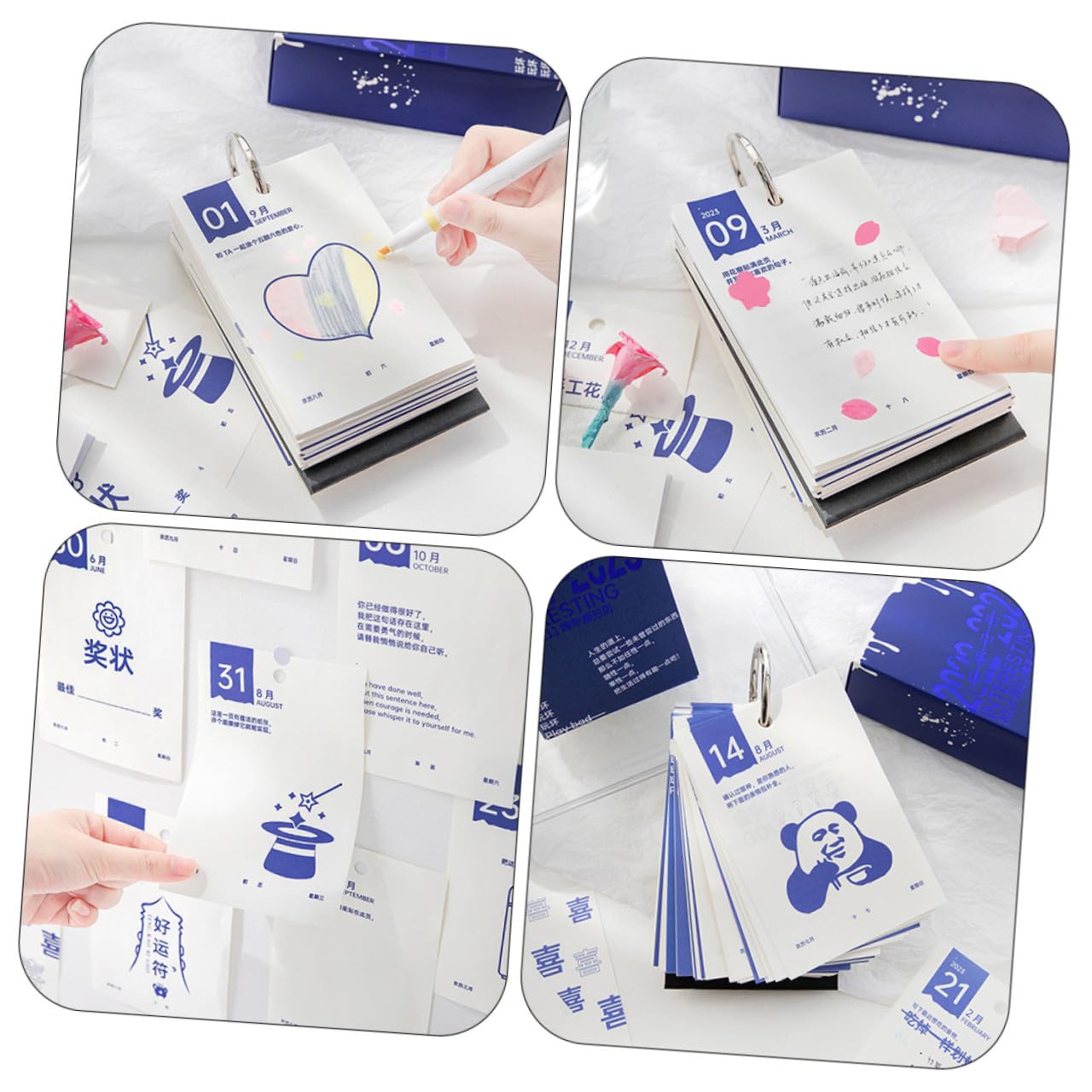 SEWACC 2stücke Diy Abreißkalender Für Schreibtisch Lustiger Und Kreativer Decompression Desk Calendar Für Als Für Freunde Und Familie Bürodekoration Und