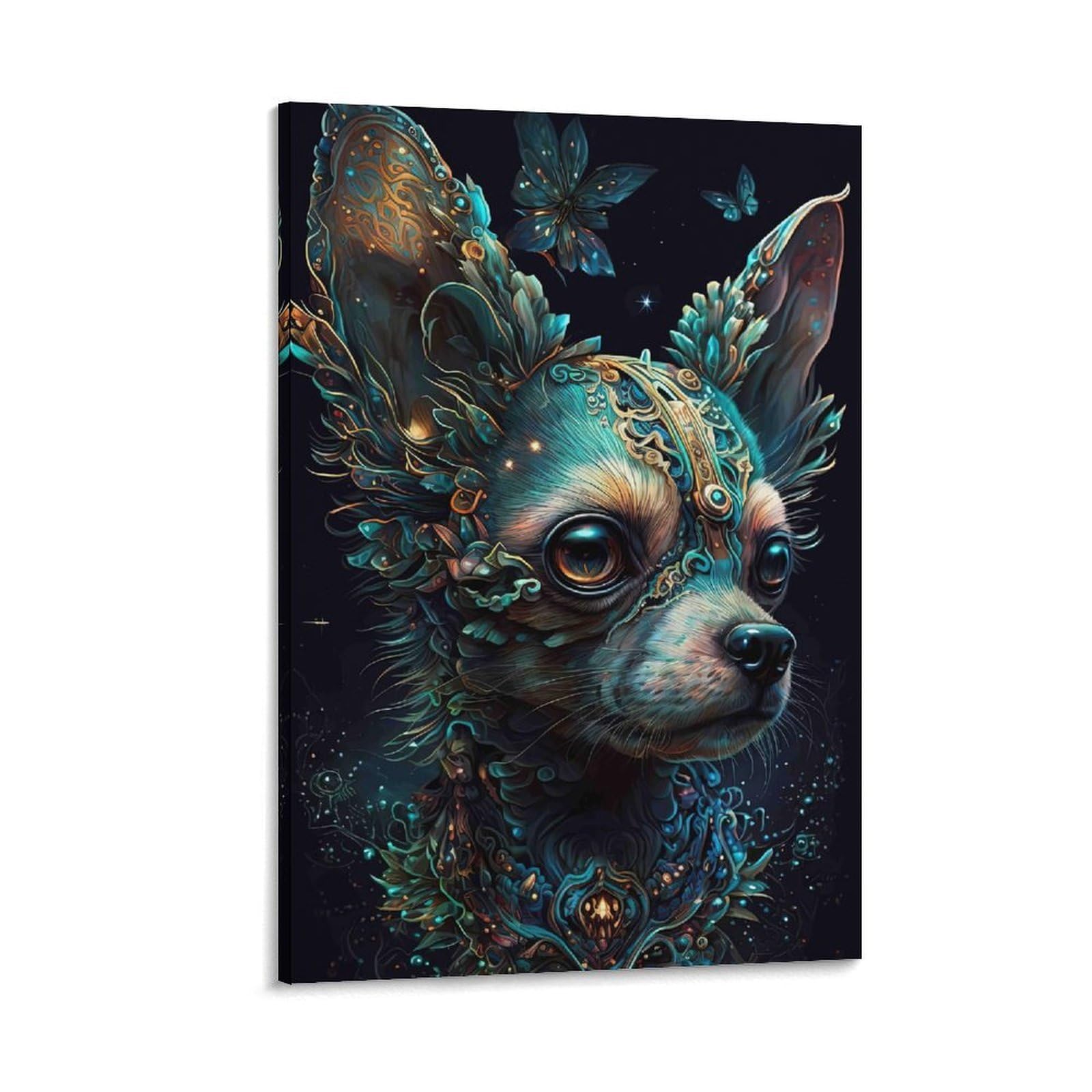 DHBANEIOK Fantasy Chihuahua Art Wall Decor Poster Canvas Prints Picture Modern Wall Art Picture Wall Hanging for Office Gym Living Room Decor 12x18inch(30x45cm)