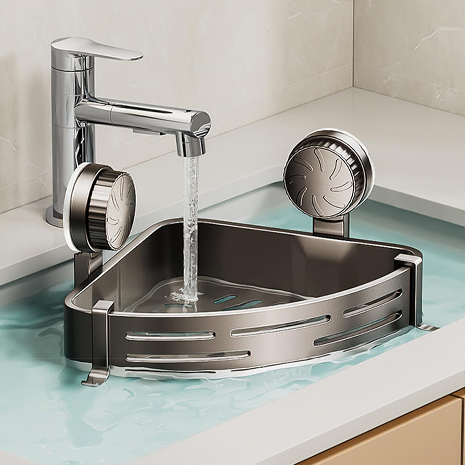 Suction Triangle Storage Rack - Adjusatble Suction Cup Shower Rack, Wall Mounted Shower Triangle Organizer | Storage Rack,Removable Organizer Basket Rustproof Large Capacity Corner Shelf For Bathroom