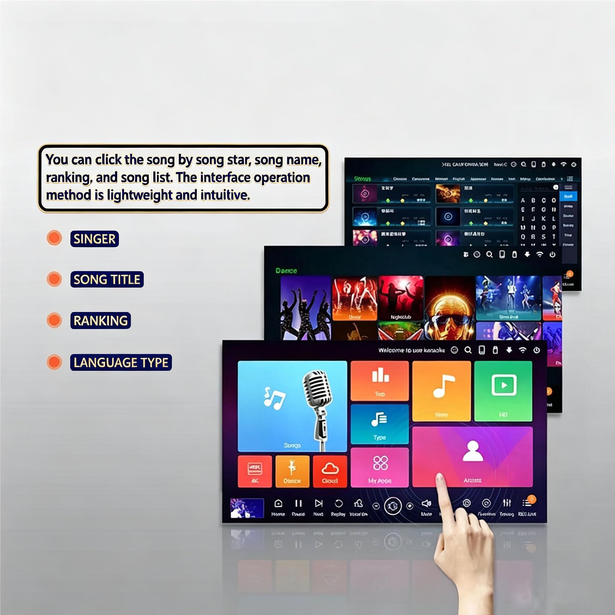 Sis-Tema De Karaoke Profesional De 21.5 Pulgadas, Control Mediante Aplicación Móvil, Compatible con Varios Idiomas, Amplificador De Karaoke para El Hogar, Fiestas Y Ktv Black-2tb