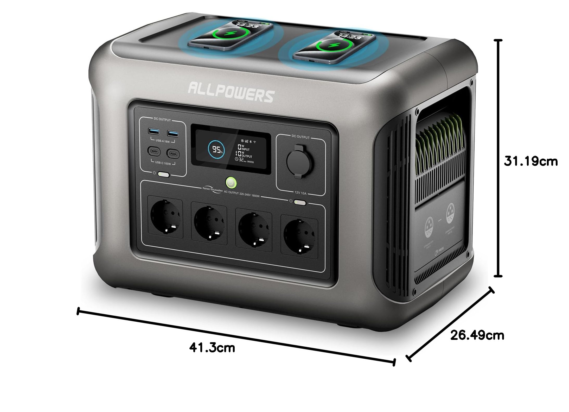 ALLPOWERS R1500 Station électrique portable 1152Wh, batterie LFP, charge rapide, 4 Sorties CA 1800W(3000W Pic), fonction UPS, générateur solaire pour alimentation de secours domestique, balcon,camping