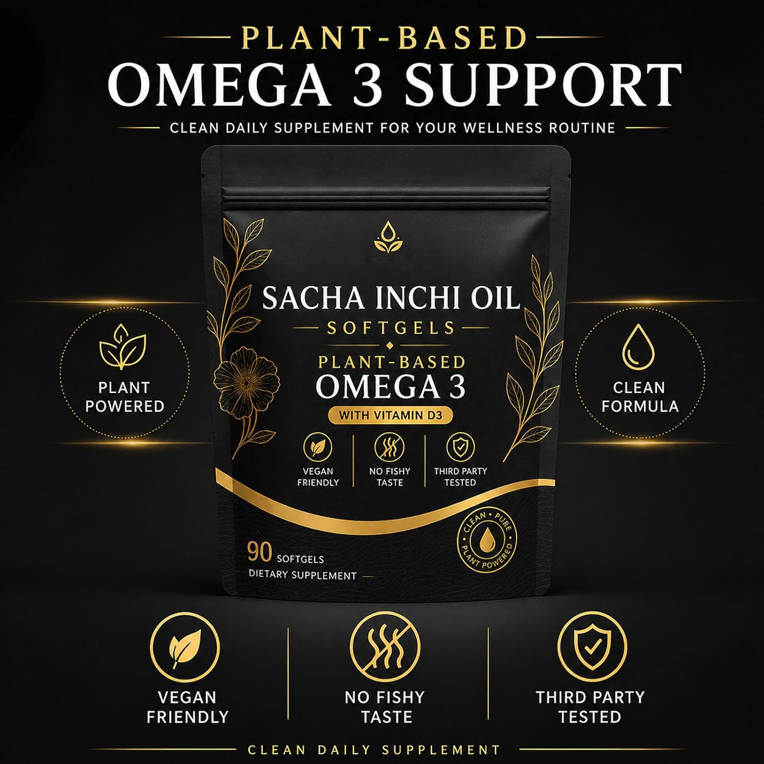 Sacha Inchi Oil, Cold-Pressed Seed Oil, Non-GMO, 90 ct (1)
