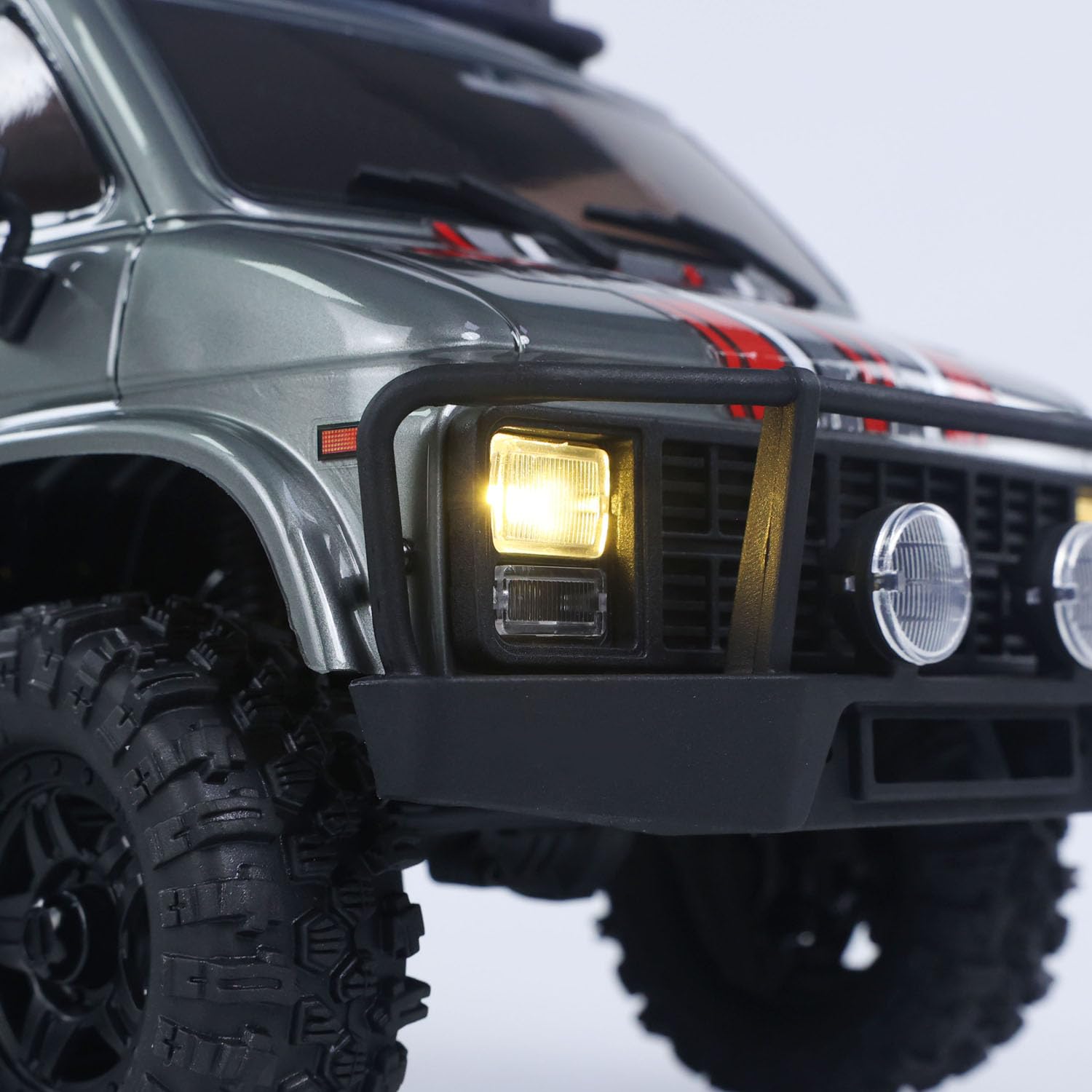 CR18P 1810503 Hobby Plus 1/18 4X4 RC Rock Crawler eléctrico con control remoto todo terreno RockVan sistema de luz amortiguador de choque