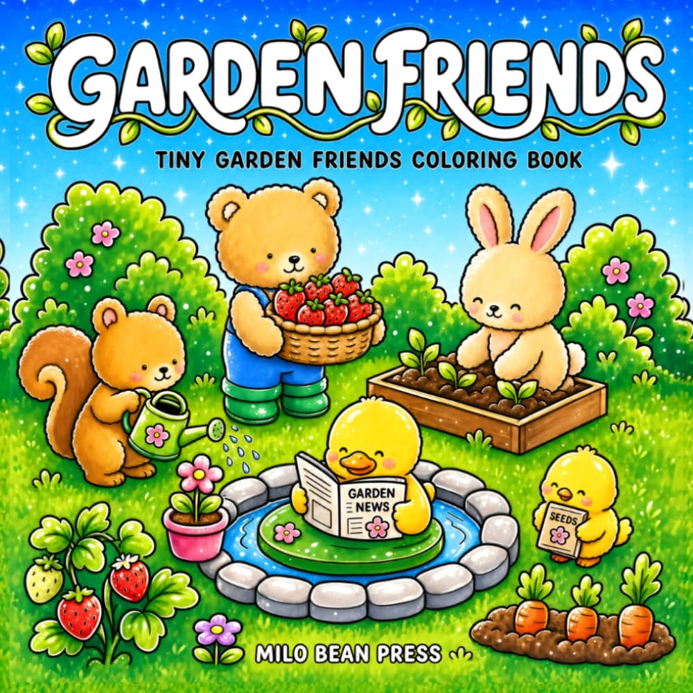 Tiny Garden Friends Coloring Book:: Cute and Bold Cozy Garden Coloring Pages for Adults and Teens
