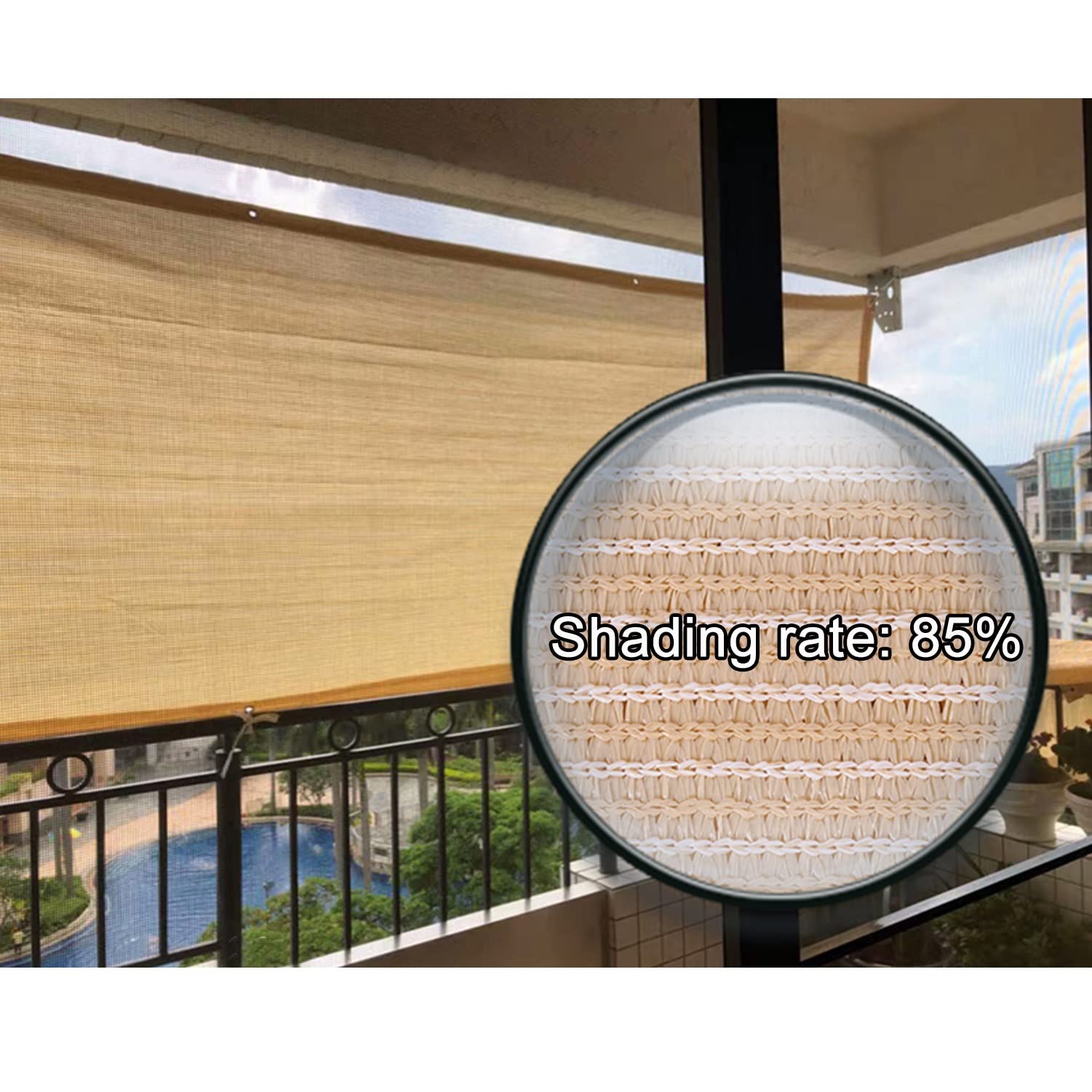 WUZMING Balkon Privacy Screen, hoogte 55 cm/65 cm/75 cm hek Mesh Shade