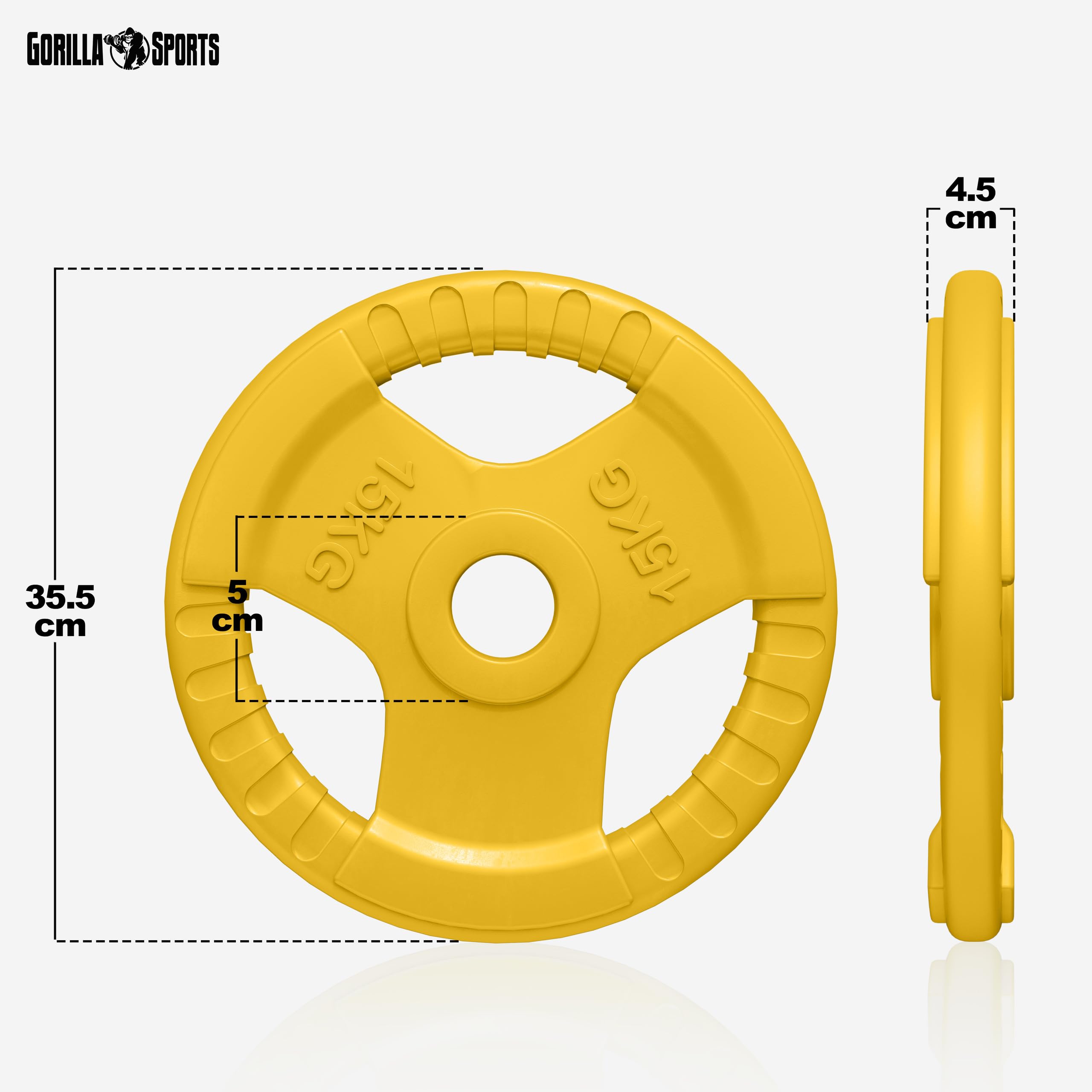 Gorilla Sports® Pesa 50/51 mm Olympia Goma Gripper 1,25 – 25 Kg