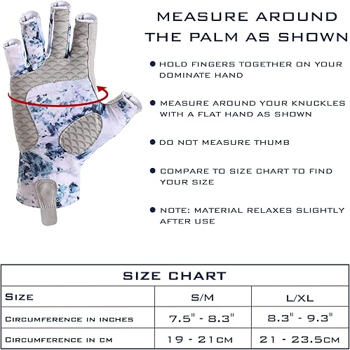 Miniatura 7 de KastKing La Sal Guantes de pesca UPF50+ Guantes de sol Guantes de protección UV Guantes sin dedos para hombres y mujeres para exteriores, kayak,