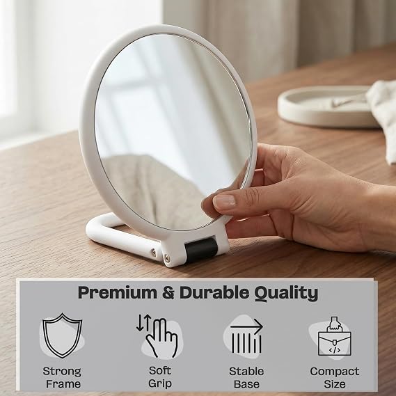 Danielle Soft Touch Hand Held Mirror, White