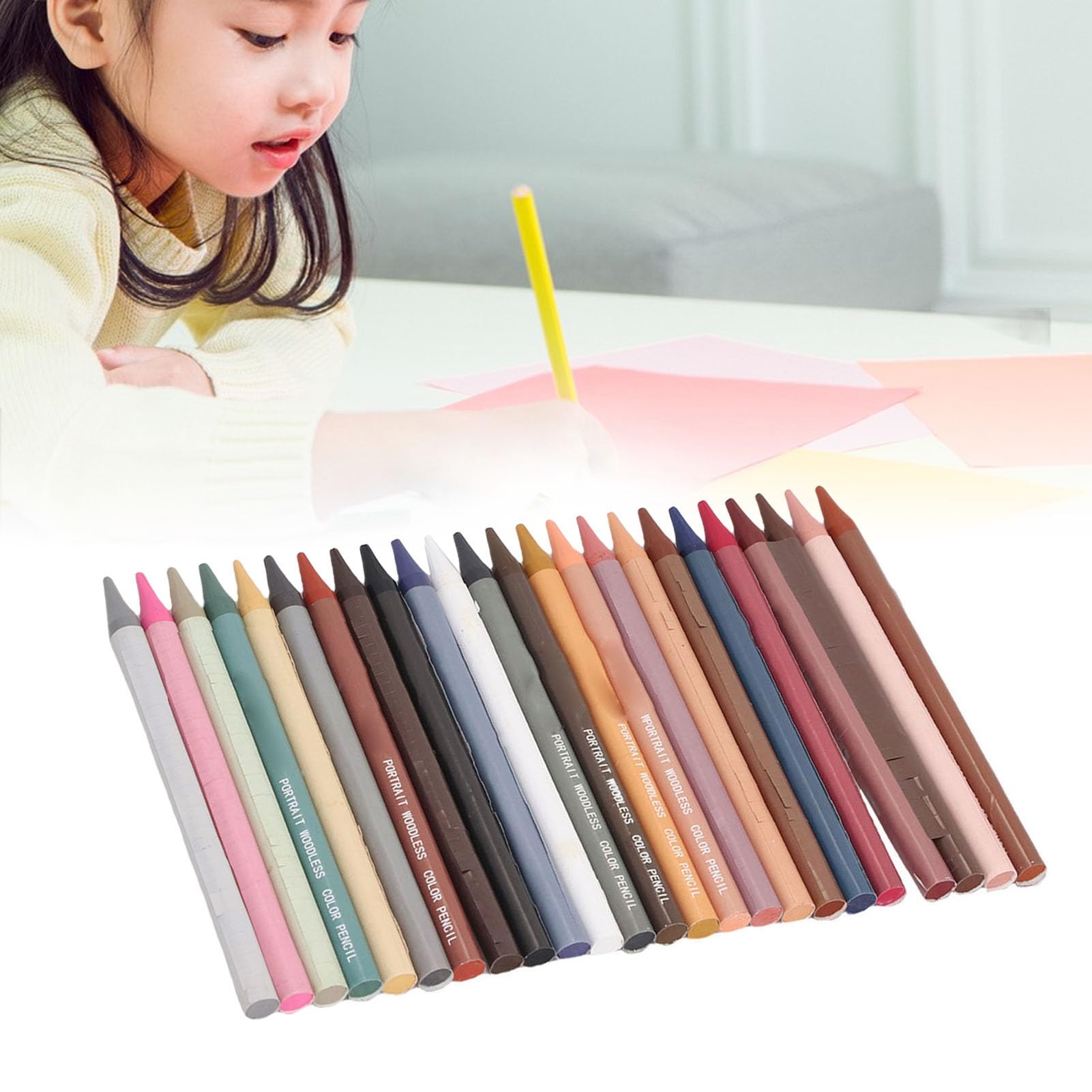 Set di 24 matite Colorate con pigmenti a Base di Olio, matite Colorate Senza Legno per disegnare mescolando Strati e Studenti Adulti