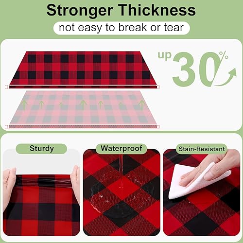 Vista 54 de Smiry Paquete de 10 Manteles Desechables de Cuadros Vichy Azules - 54" x 108" Mantel de Plástico de Servicio Pesado, Cubiertas de Mesa Impermeables