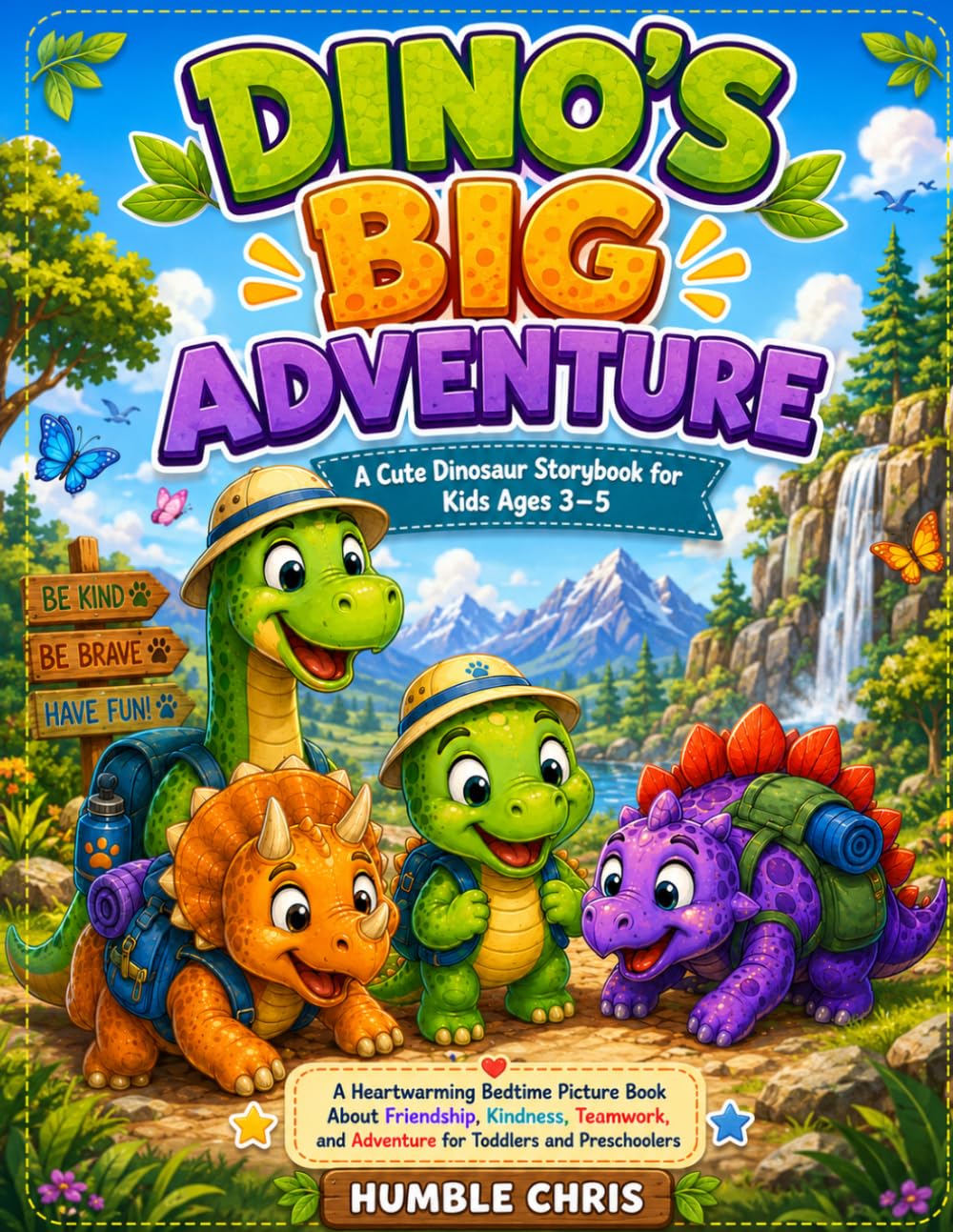 Dino's Big Adventure: A Cute Dinosaur Storybook for Kids Ages 3–5: A Heartwarming Bedtime Picture Book About Friendship, Kindness, Teamwork, and Adventure for Toddlers and Preschoolers