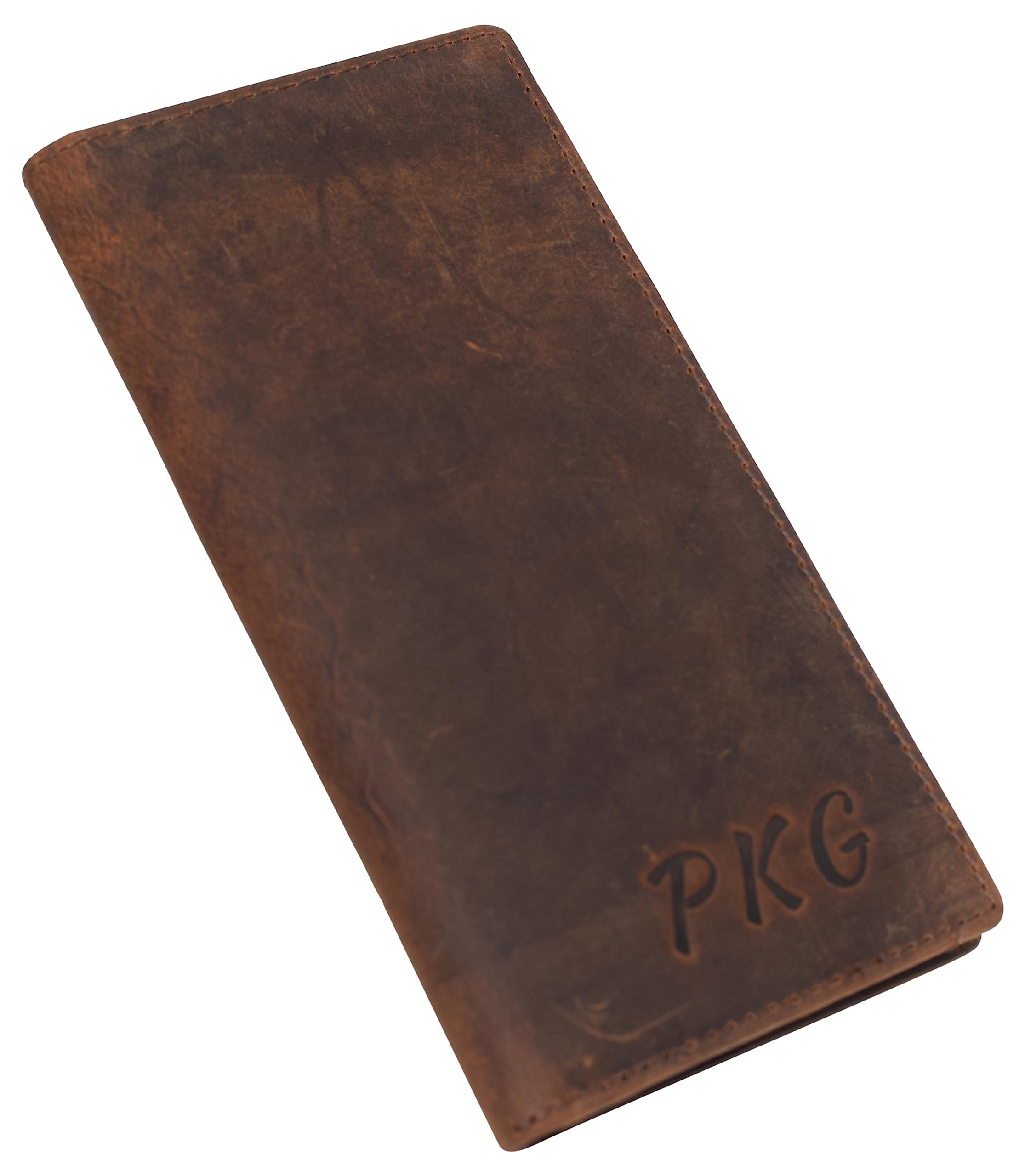 CAZORO Personalized Name Initials Wallets Vintage Leather RFID Bifold Checkbook Cover Holder Womens Mens (Brown)