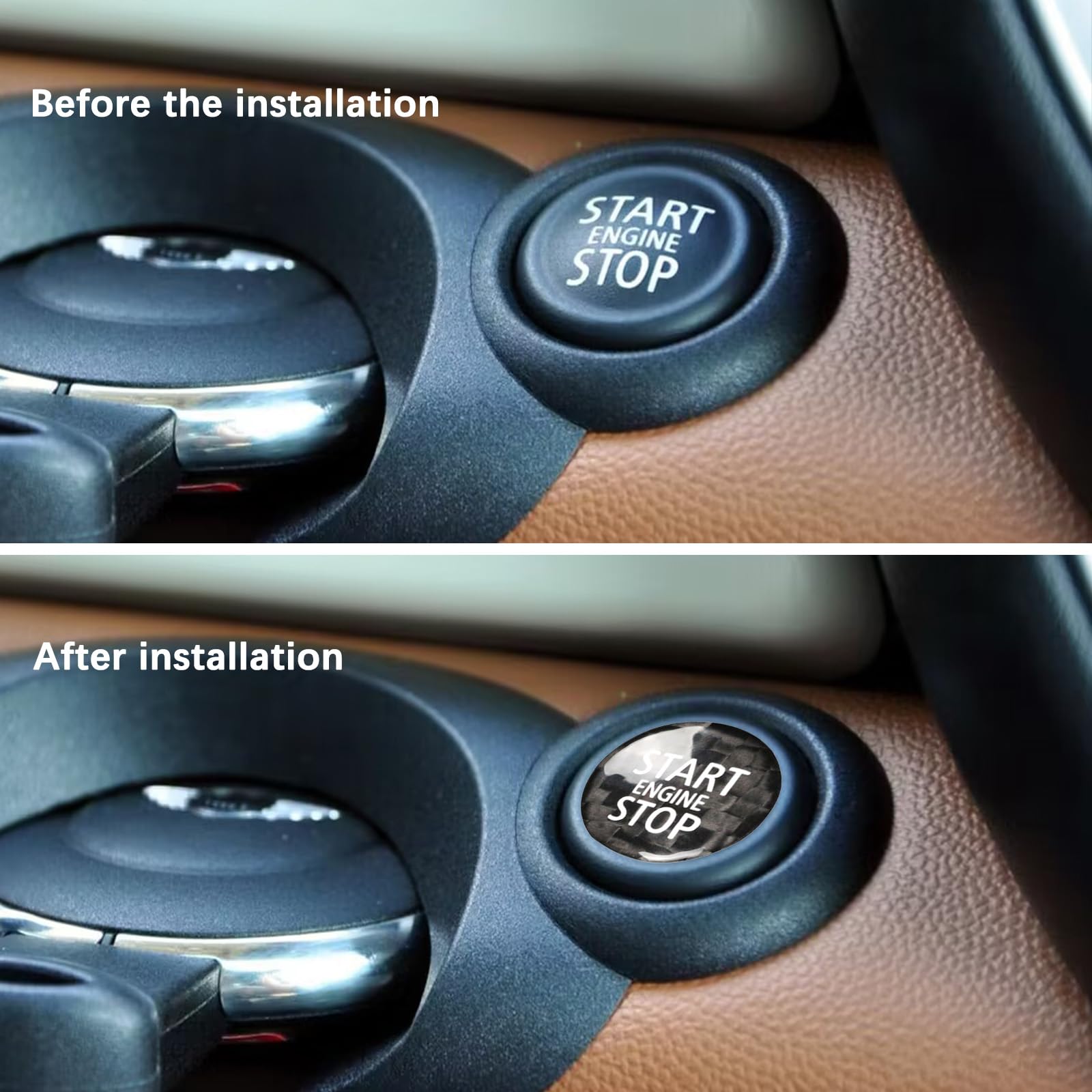 Carbon Fiber Start Button Red Carbon Fiber Engine Start Button Cover For Mini Cooper 2007-2016 Models Red Start Stop Button Sticker