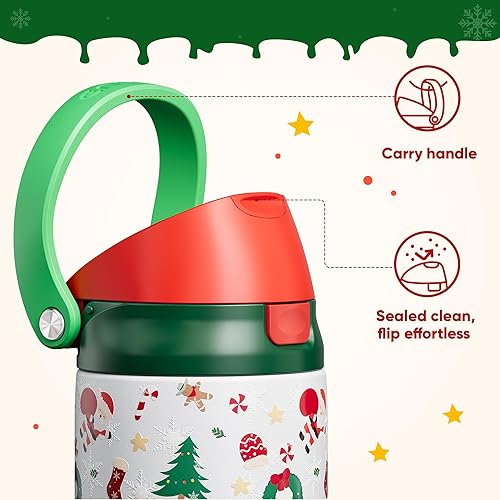 Miniatura 5 de ENCOOL - Botella aislante para agua, acero inoxidable con pajilla, mantiene el frío, tapa abatible de un solo toque, sin Bisfenol A, a prueba de