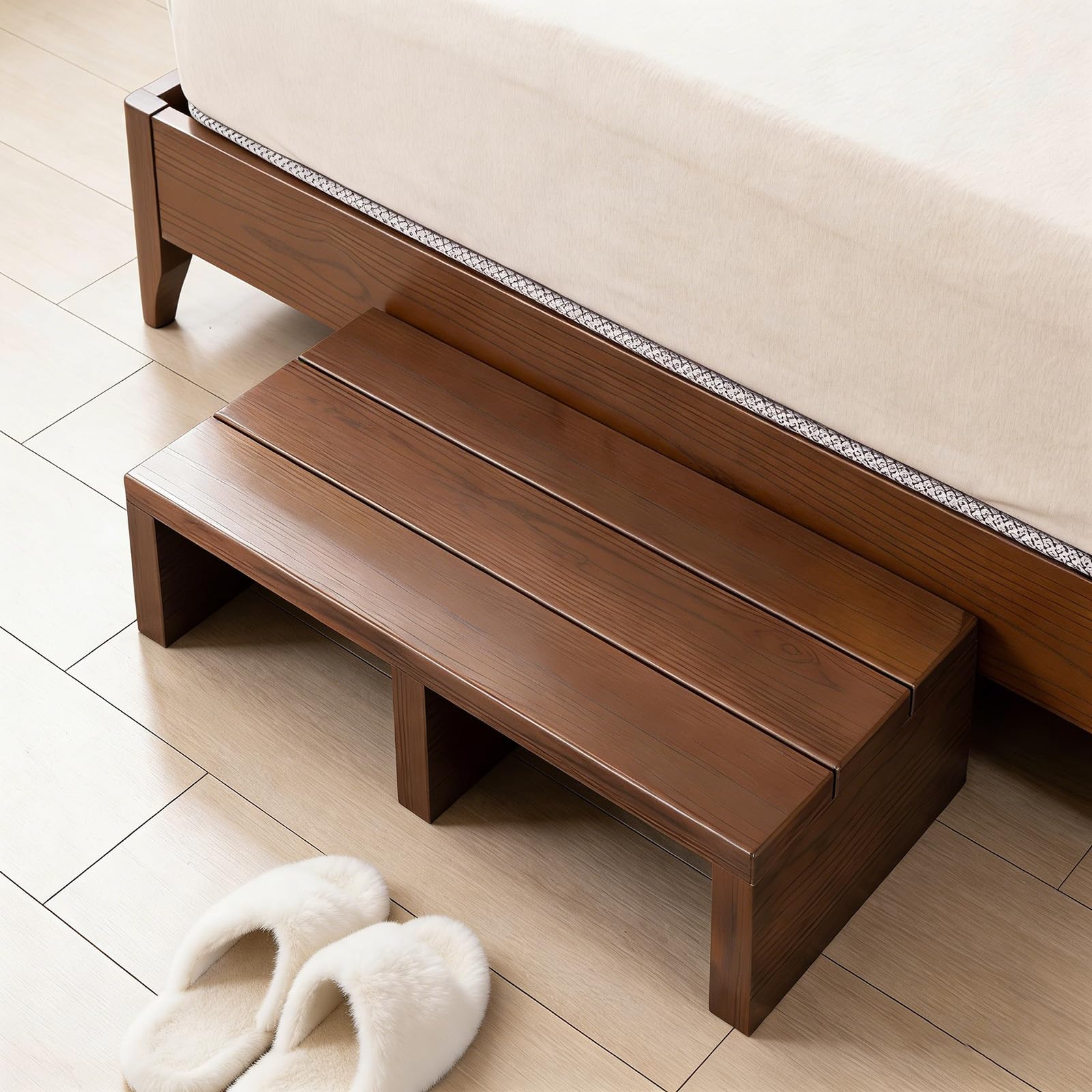 Anti-Rutsch Tritthocker Holz Stufe Balkon,trittstufe Garten,halbstufen Holz | badewannen trittstufe, einstiegshilfe dusche, fußbank fußtritt 40 cm für Bad, Waschbecken, Küche, Kinderzimmer, Schlafzimmer