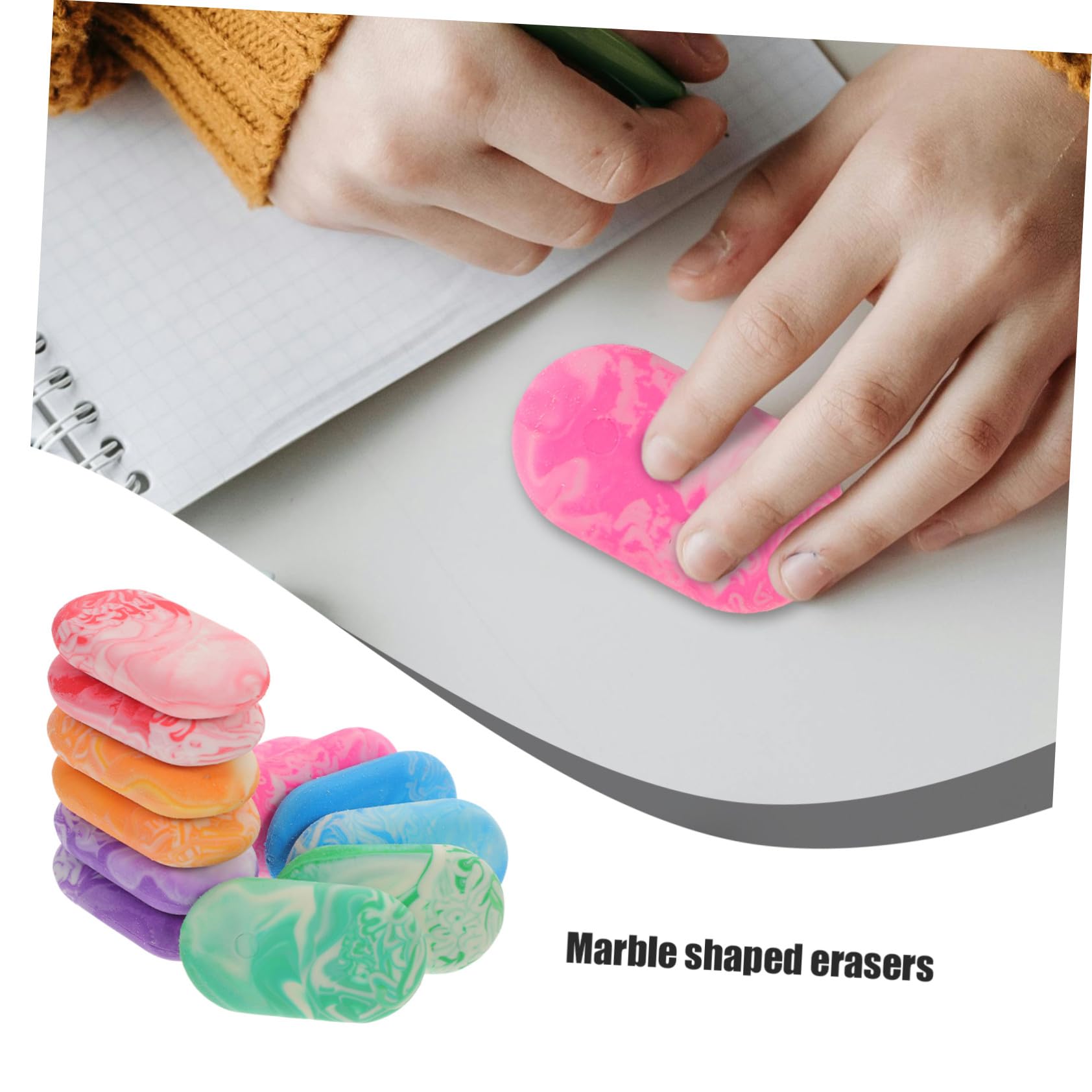 60 Stck. Marmor Radiergummis Oval Tpr Material Langlebig Weich Kleine Bunte Radierer für Schüler Schreibzubehör