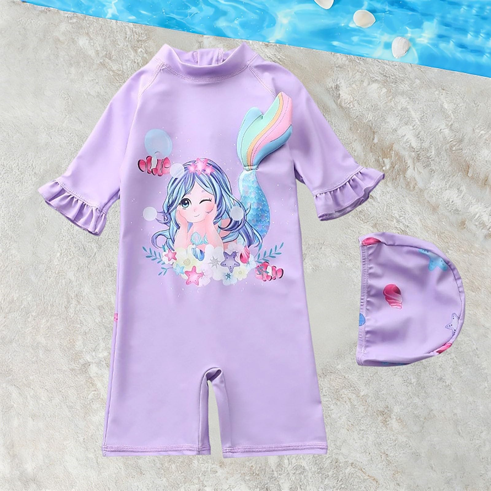 Generisch Bañador para niña con volantes para niños pequeños, niños y adolescentes, traje de baño para playa y mar