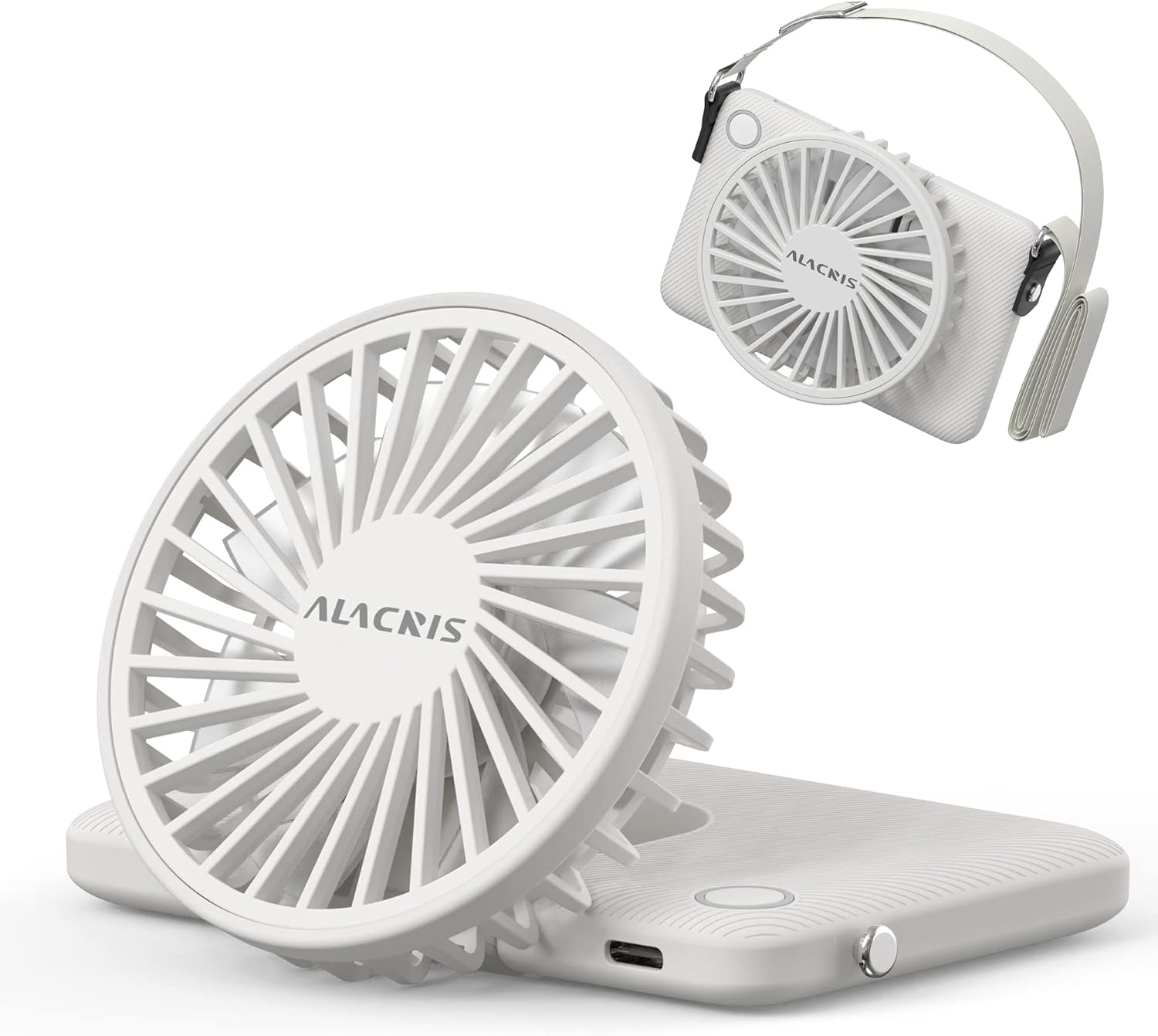 ALACRIS Mini Ventilador USB Ultra Pequeño para Cuello y Mesa Lindo Diseño de Camará para Hombres Mujeres Niños Ventilador de Bolsillo Regalo para verano (gris)