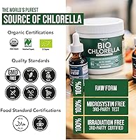 Vista 3 de Polvo orgánico de Chlorella - Cruda y cultivada al sol - Algas verdes densas en nutrientes con CGF (factor de crecimiento de Chlorella), apoya