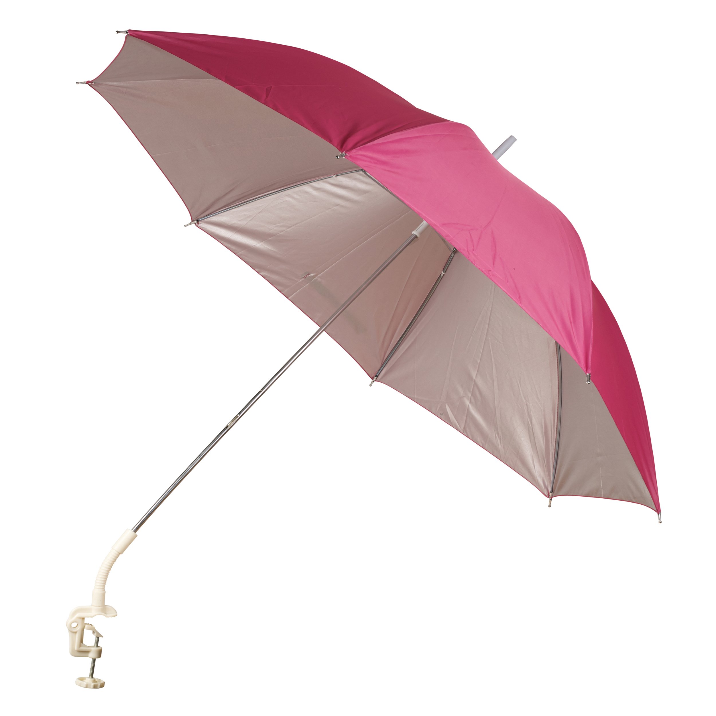 URBNLIVING Portable Deck Chair Umbrella Lightweight Balcony Parasol + Clamp On Screw (Pink)