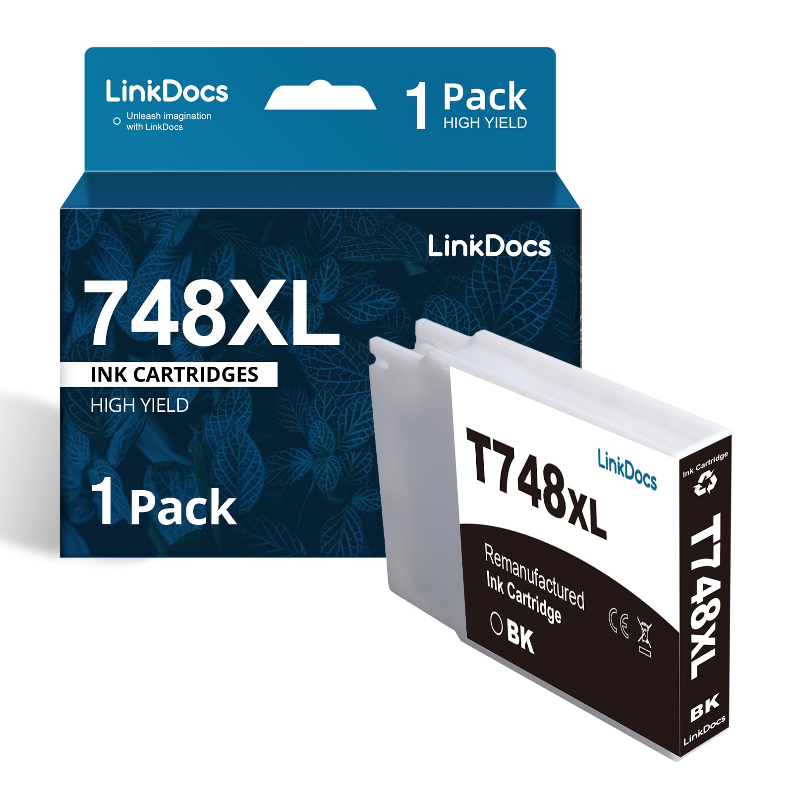 LinkDocs Remanufactured T748xl Black Ink Cartridges with Latest Chips replacemet for Epson T748xl, 748xl Black Used with Epson Workforce Pro WF-6090