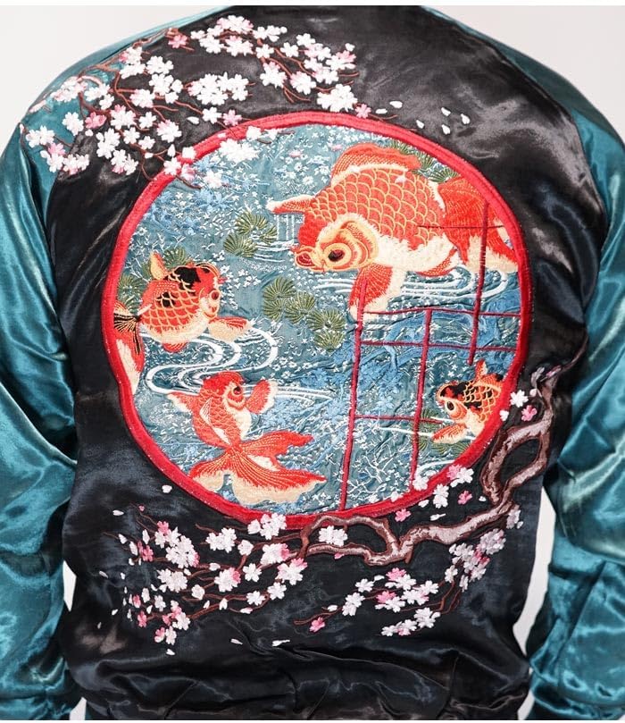 ﾊﾅﾀﾋﾞｶﾞｸﾀﾞﾝ 和柄 スカジャン リバーシブル メンズ 総刺繍 桜 金魚鉢 スーベニアジャケット SKJ-01 【グラディ】