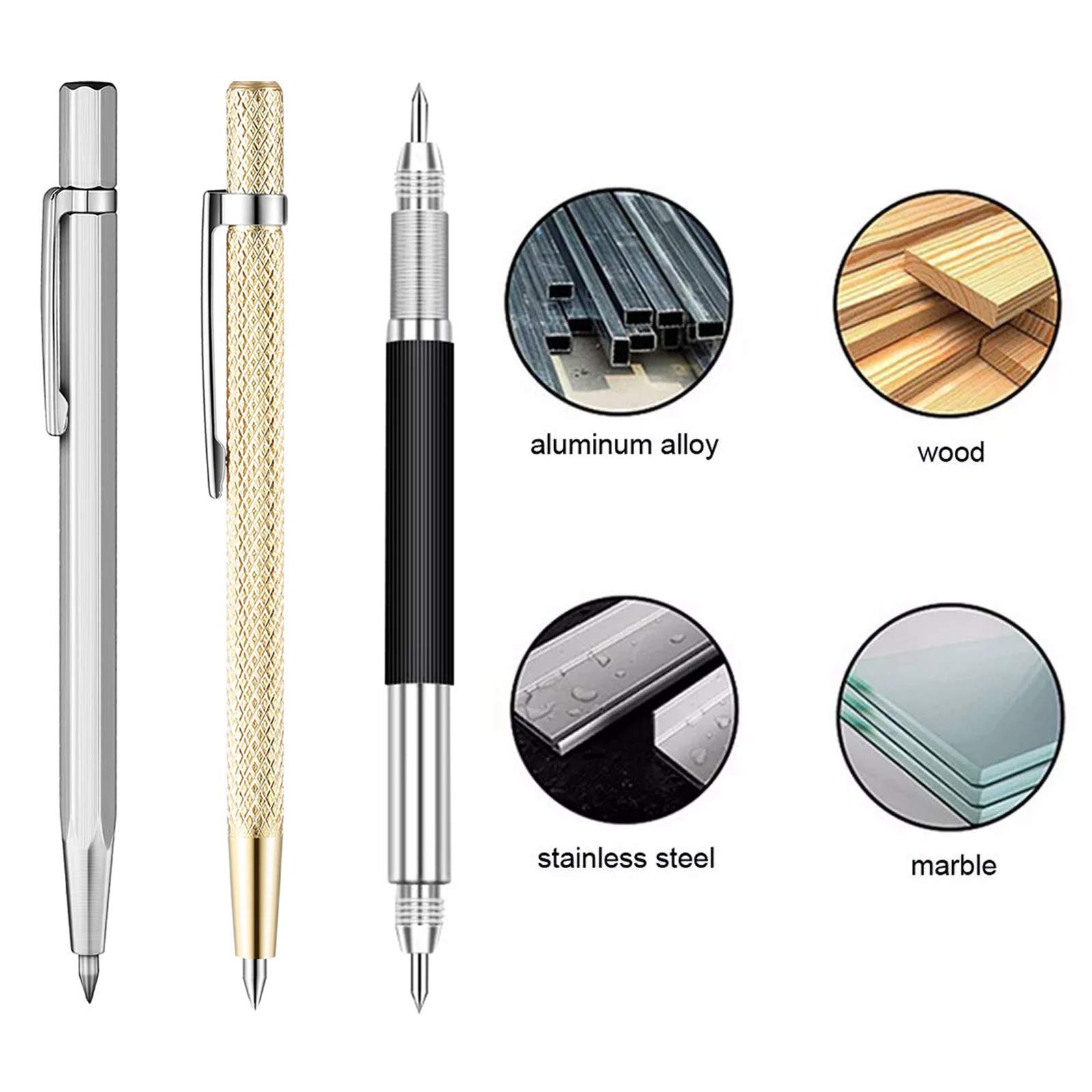 Penna Incisore In Carburo Di Tungsteno - Per Vetro, Ceramica, Metallo - 2 Pezzi Con Clip E Magnete, Argento - Foto 6