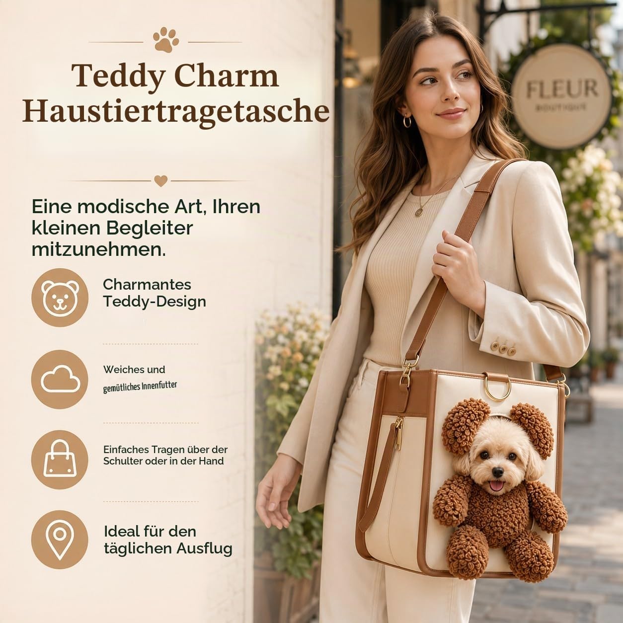 Hundetasche Tragetasche für kleine Hunde und Katzen (M)