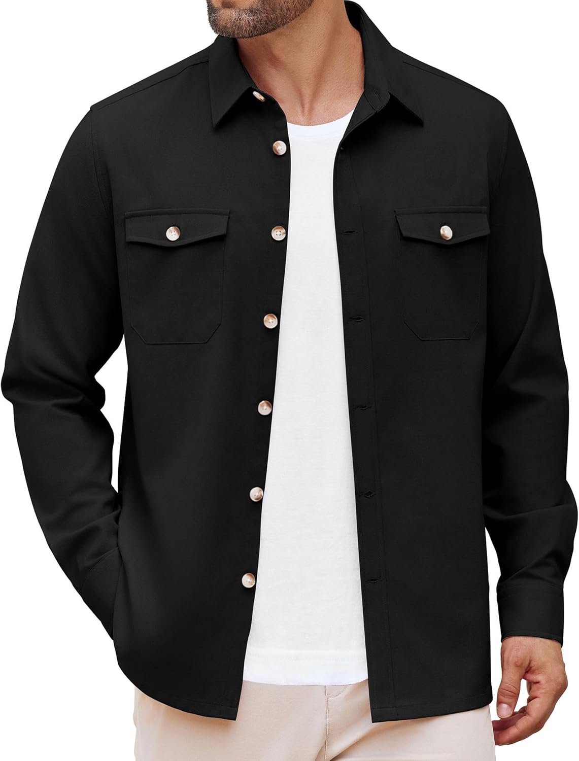 COOFANDY Men’s Casual Shirt Jacket Linen Button Down Shirt Long Sleeve Lightweight Shacket with Pockets COOFANDY Men’s Casual Shirt Jacket Linen Button Down Shirt Long Sleeve Lightweight Shacket with Pockets
