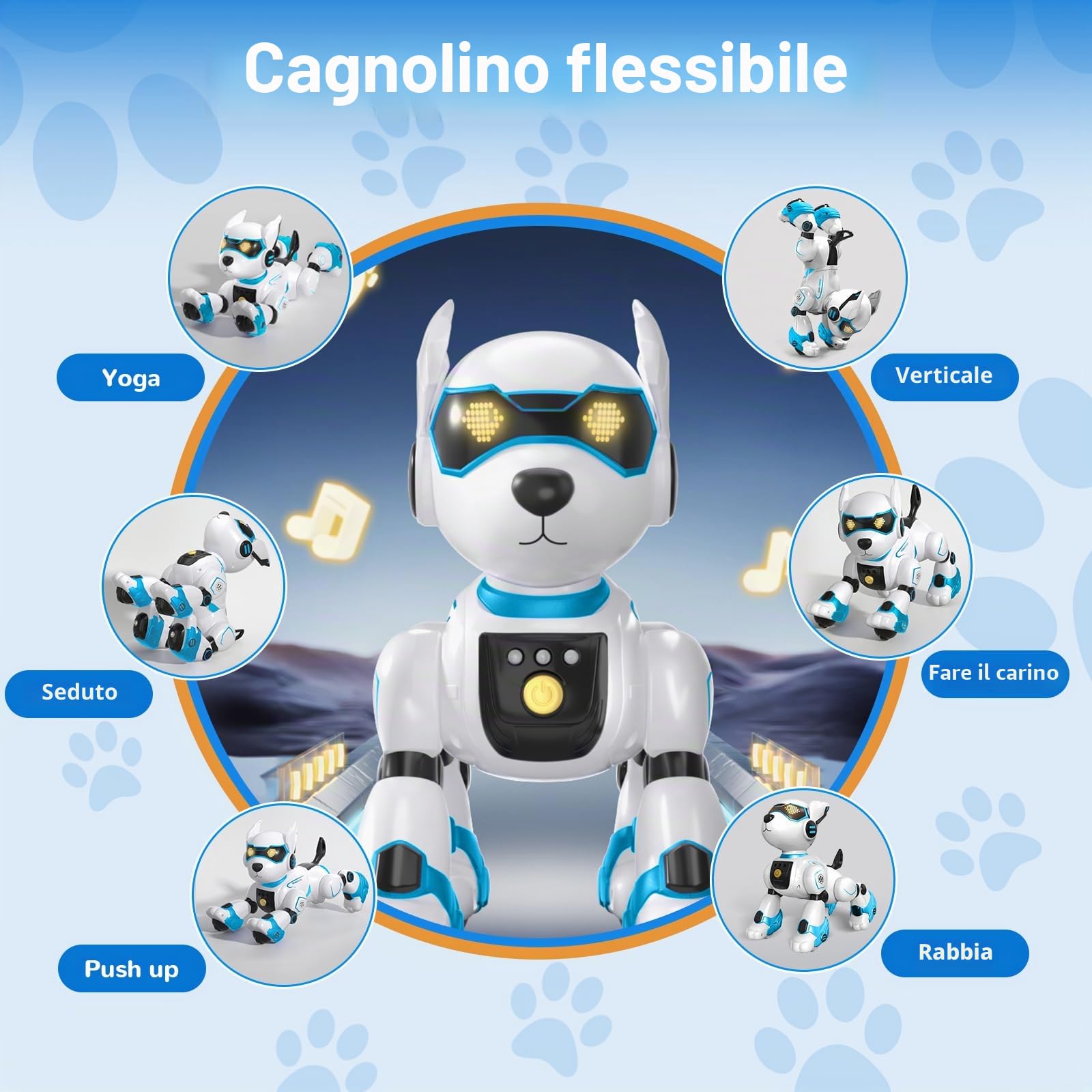 PRANITE Cane Robot per Bambini, Robot Cane Programmabile e Telecomandato, Giocattolo Interattivo Ricaricabile con Controllo Vocale e Gesti, Musica e Danza, Idea Regalo per Bambini e Bambine