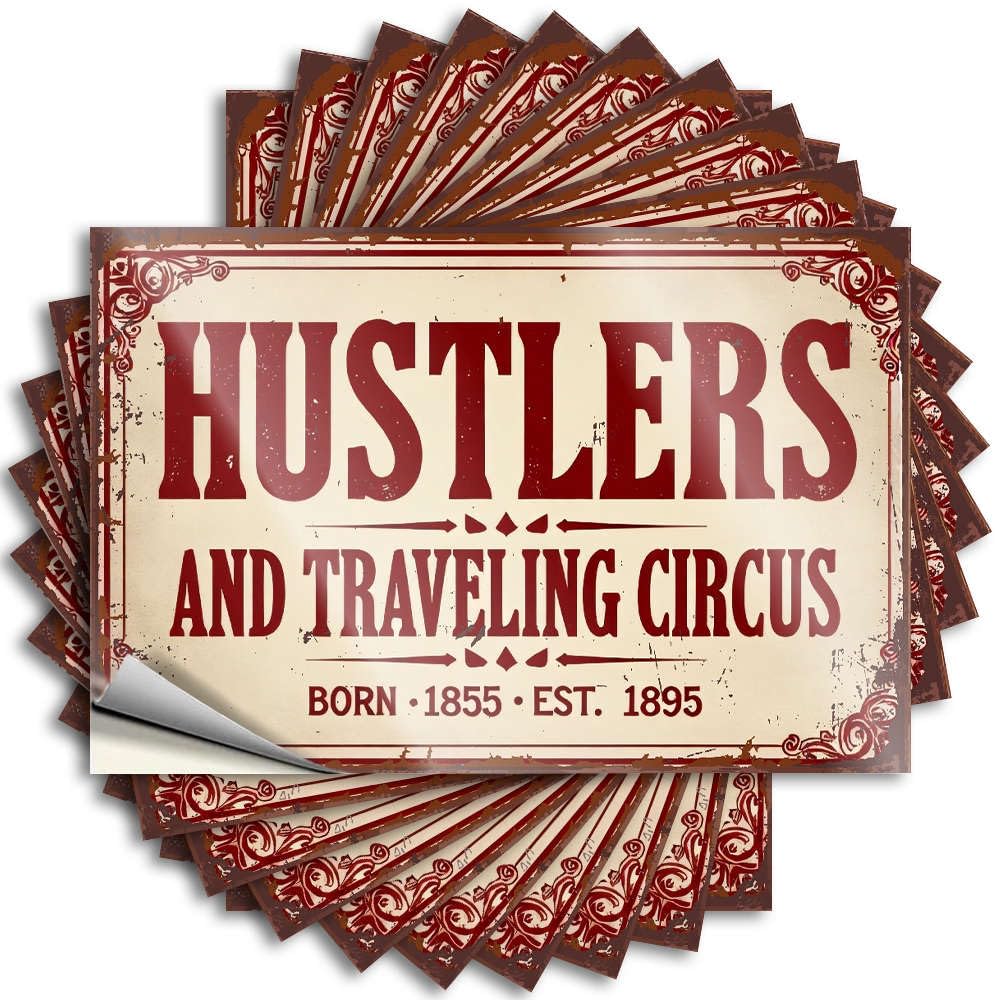 Fzfn Colour Restroom Decor, Decal Layered Hat Hustlers And Traveling Circus | Badass Waterproof Vinyl Stickers(8X12cm)