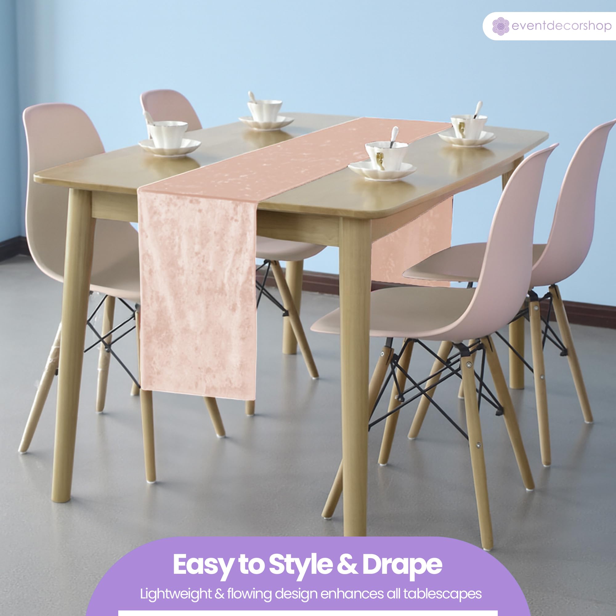 Lot de 10 chemins de table en velours écrasé pour fêtes et événements - Décoration de table de banquet de luxe - 33 x 274 cm - Pour mariage, printemps, Noël, maison, salle à manger