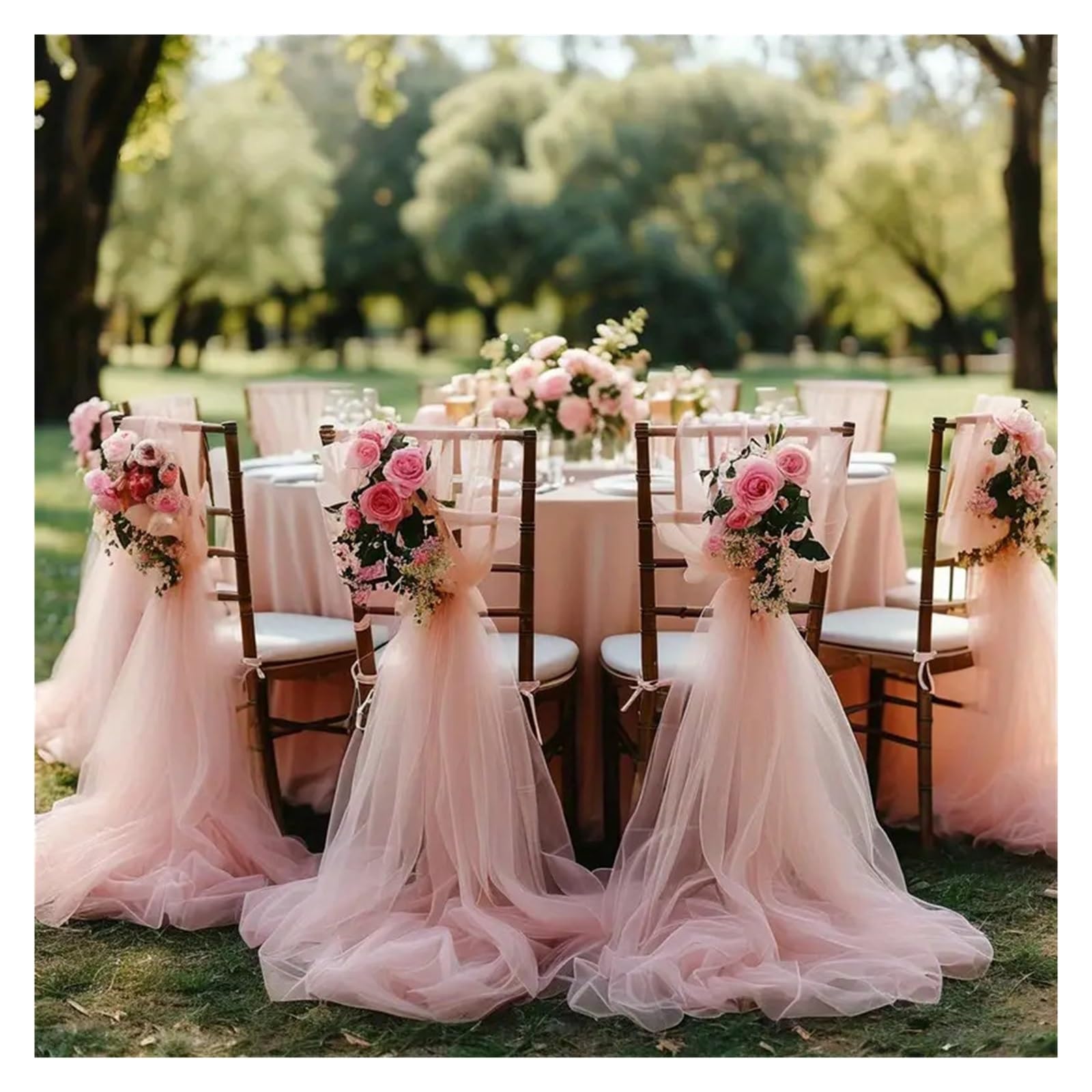 YGSGJSP Chair Sashes 50-10pieces 200x75cm gauze Chair Back Veil Wedding Sashes Bows Covers Ribbon Party Decor for Wedding(Dusty pink,10 pcs)