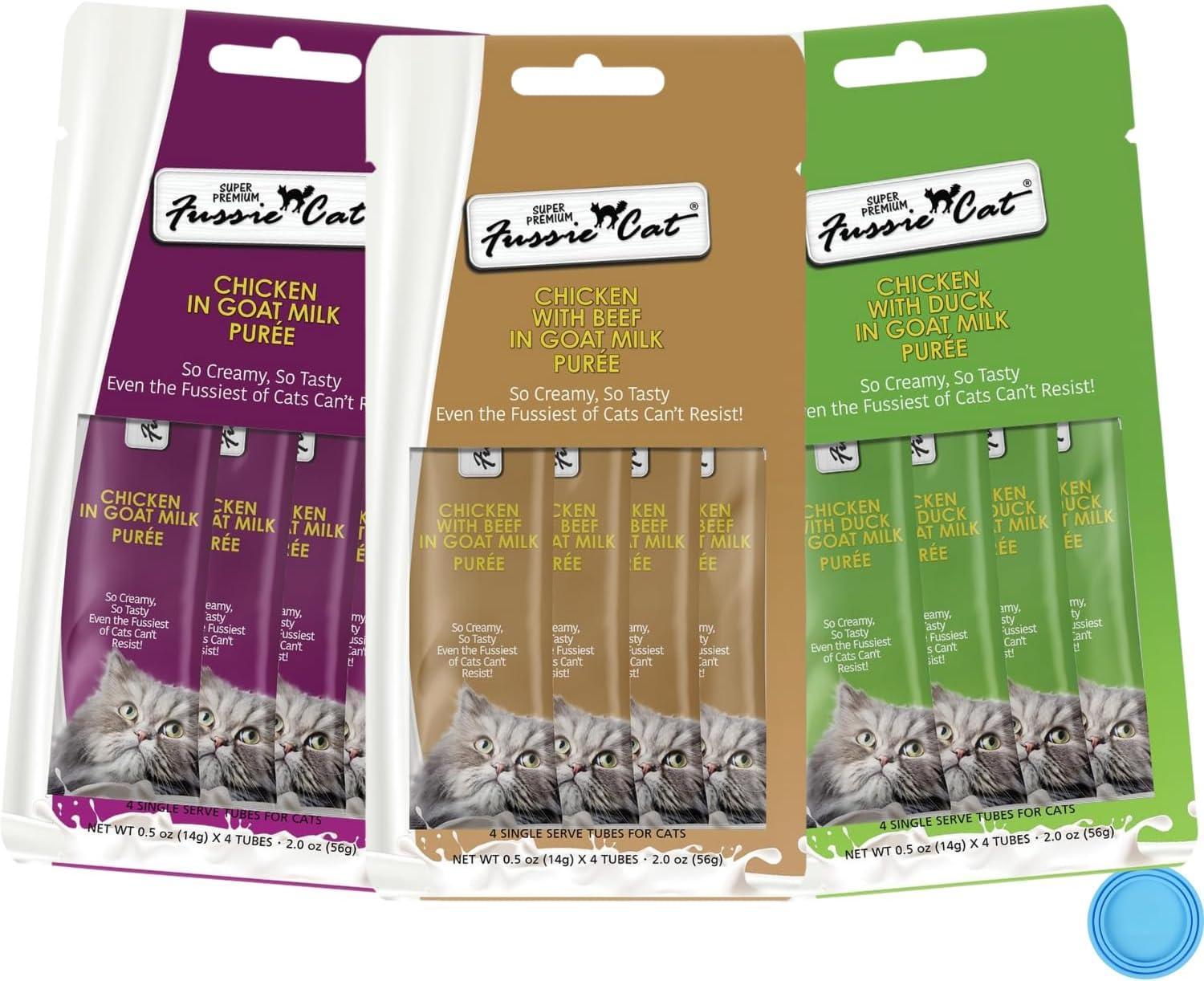 Fussie Cat Prem Puree Lickable Cat Treats Chicken Variety Pack 12 Tubes
