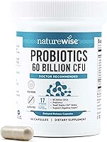 Vista 1 de NatureWise Probiotics 60 Billion CFU - 17 Strains + Organic Prebiotics - Immune, Digestive & Gut Health Support for Women & Men - Vegetarian