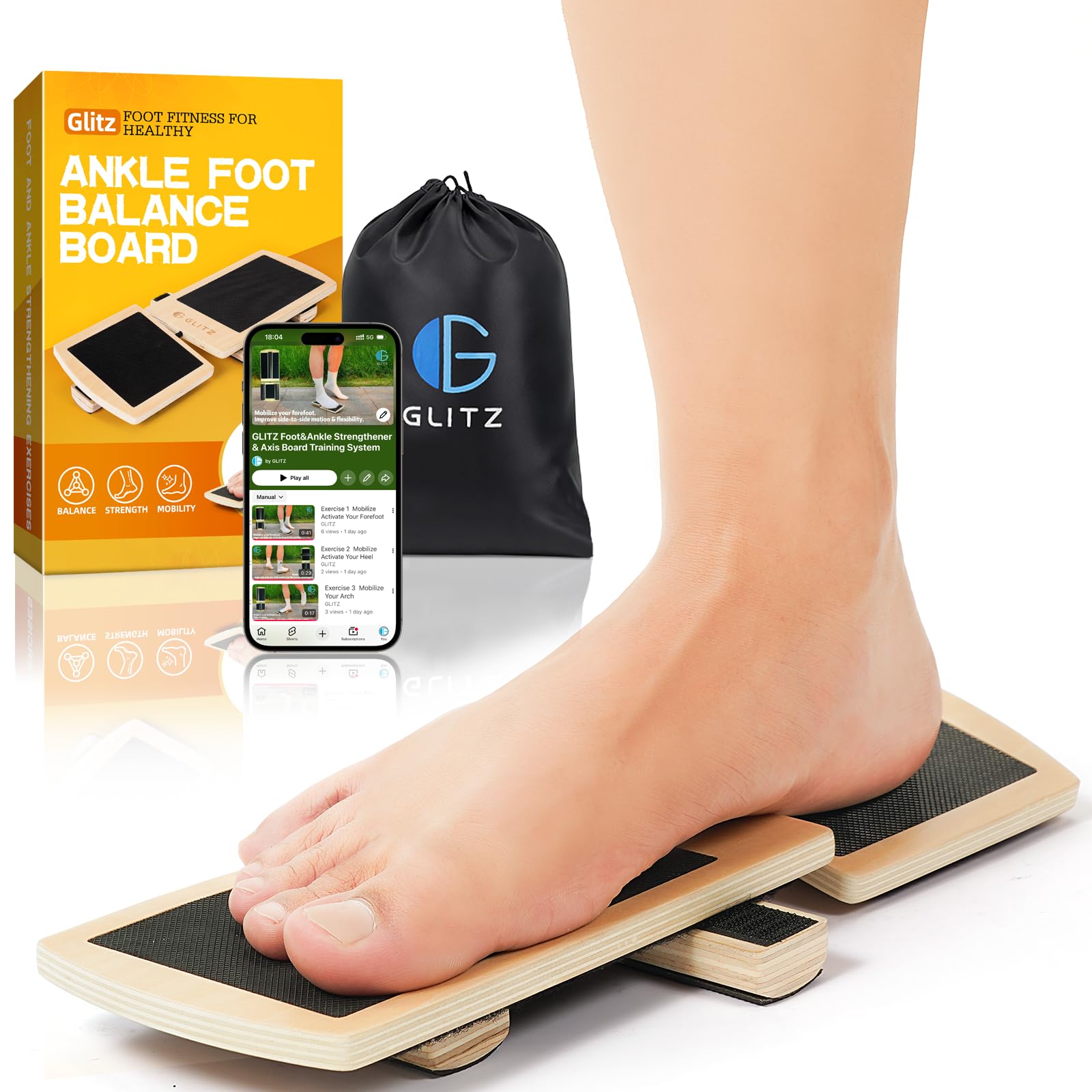 Ankle Balance Board Foot Strengthener Trainer for Sprained Ankle, Stability Exercises, Physical Therapy, Plantar Fasciitis Relief, Posture Correction, Balance Training, Anti Slip Wobble Board