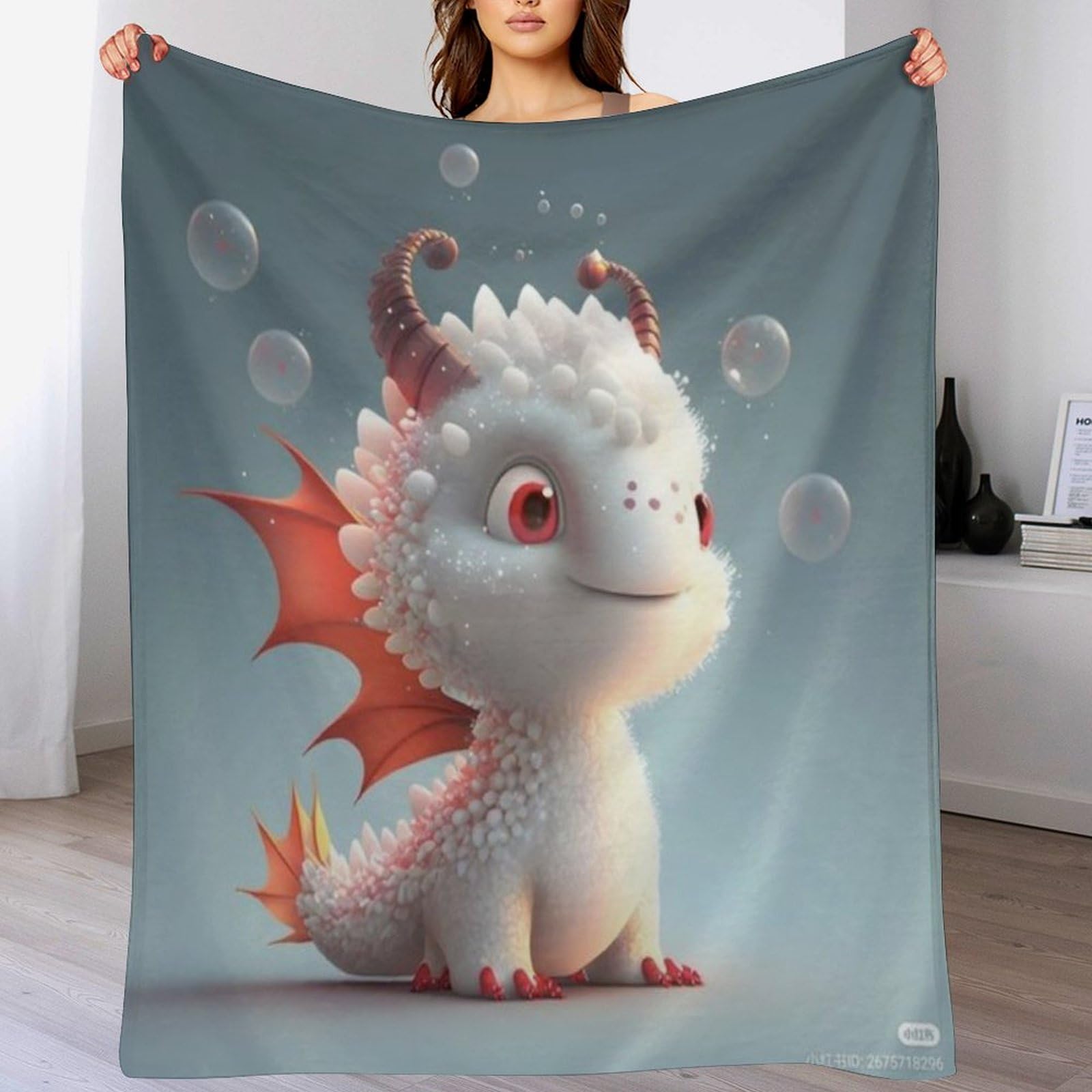 Couverture ptérosaure polaire légère blanche anti-froid pour canapé et lit d'enfant