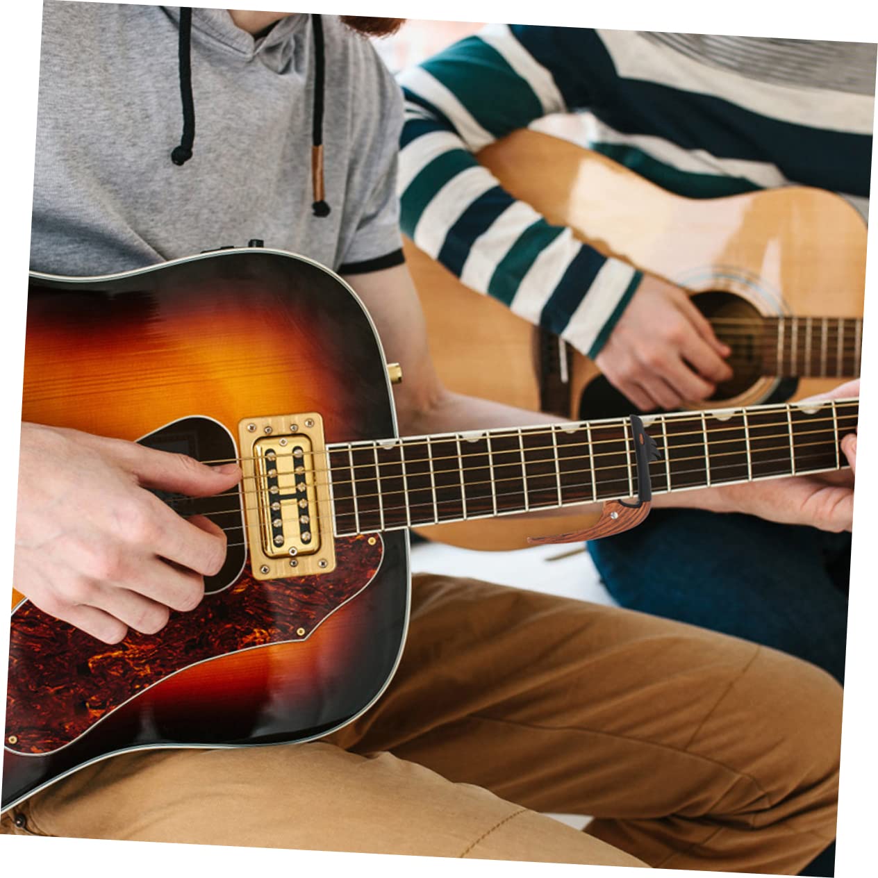 BESTonZON Adornos Metálicos 3 Piezas Cejilla De Guitarra Ukelele Banjo Afinador De Guitarra Partes De Bajo Púas De Guitarra Eléctrica Cejilla Duradera De Zinc Modificar Carpeta Afinación